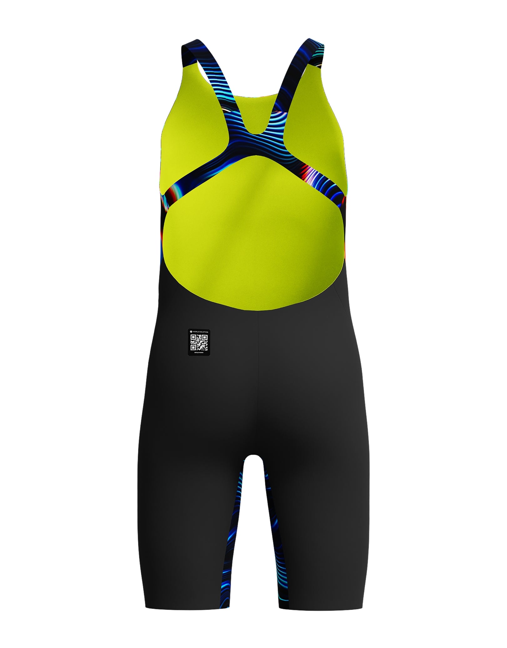 Speedo Girls Fastskin Endurance+ Max Open Back Kneeskin Competitive Swim Suit - Black/Multi Color for Training & Racing