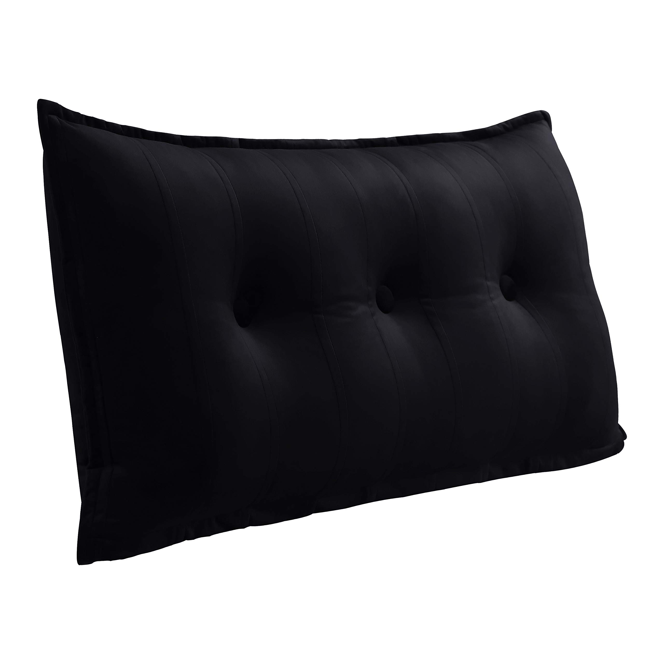 WOWMAX Rectangular Velvet Headboard Pillow - Twin Size Black Back Rest & Support Pillow for Sitting in Bed, Reading, Daybeds - Comfortable Bolster Cushion for Back Pain Relief & Relaxation