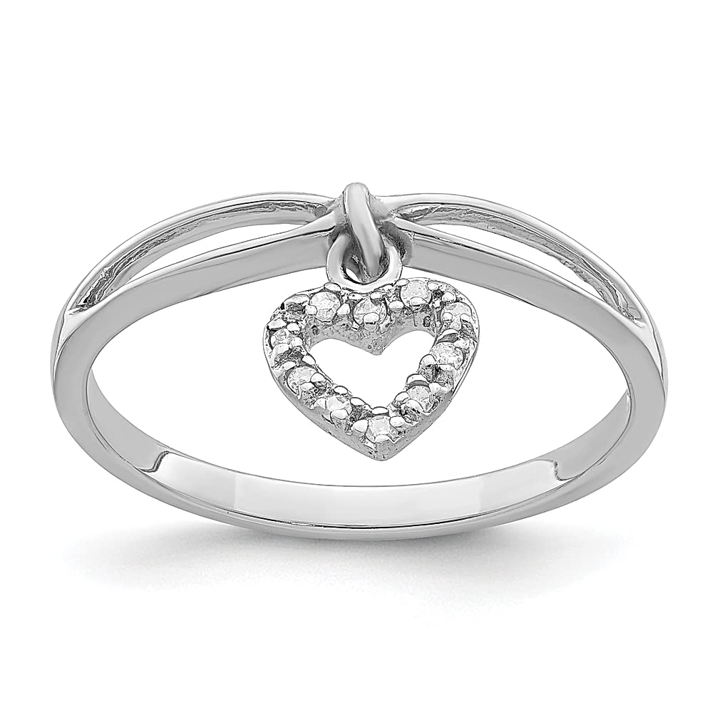 925 Sterling Silver Diamond Heart Dangle Band Ring for Women - Elegant Love Jewelry Gift for Her - Perfect for Anniversaries, Valentine's Day & Special Occasions