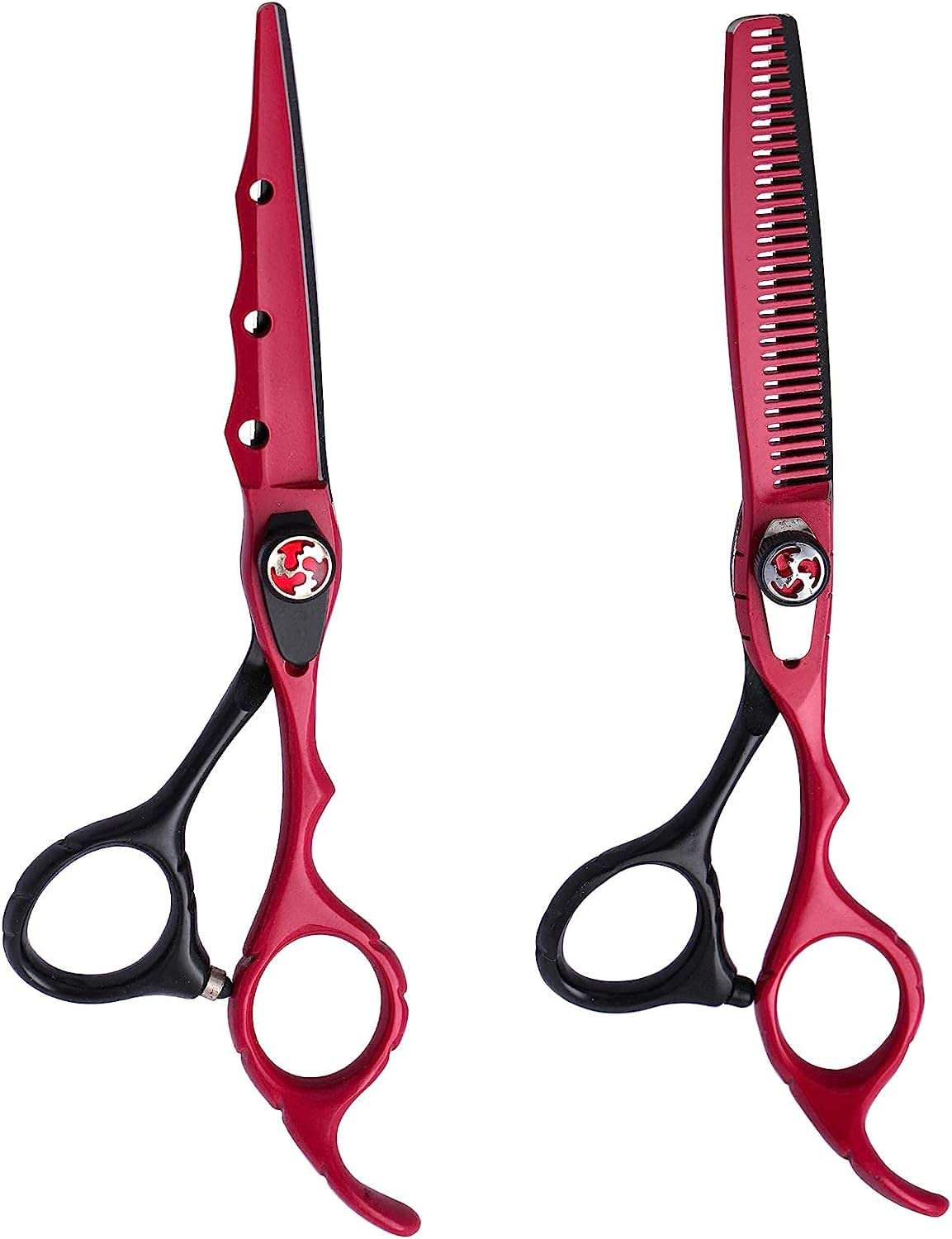 Professional Hair Cutting Scissors 6 Inch - Salon Barber Shears for Adults & Kids, Stainless Steel Hairdressing Scissors with Safety Tips (Red) - Perfect for Home Haircuts, Styling & Professional Salon Use