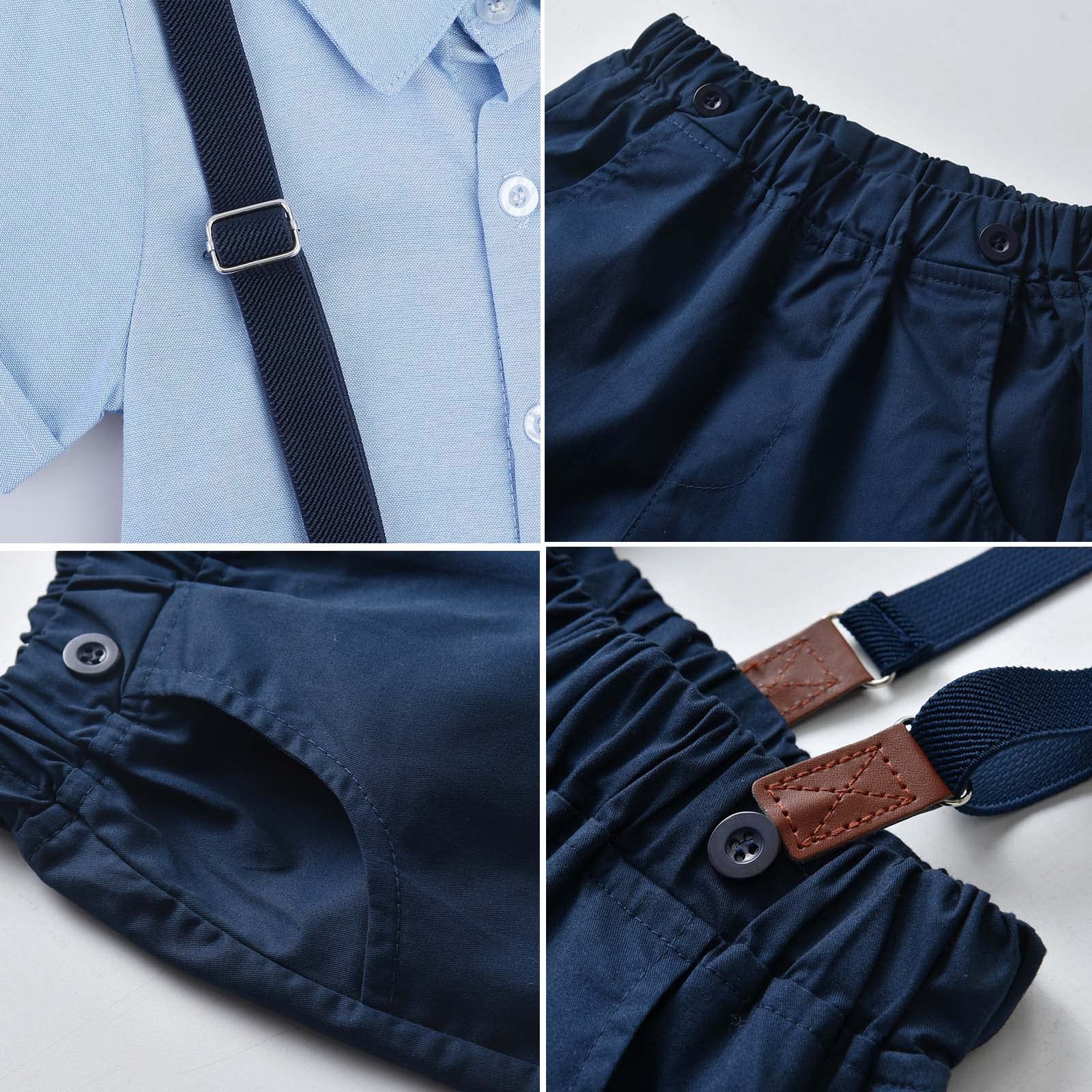 A&J DESIGN Baby Boy Outfit Set - Cute Bow Tie, Shirt & Suspenders Shorts for Summer | Newborn Photoshoot, Birthday Party, Family Gathering Outfits