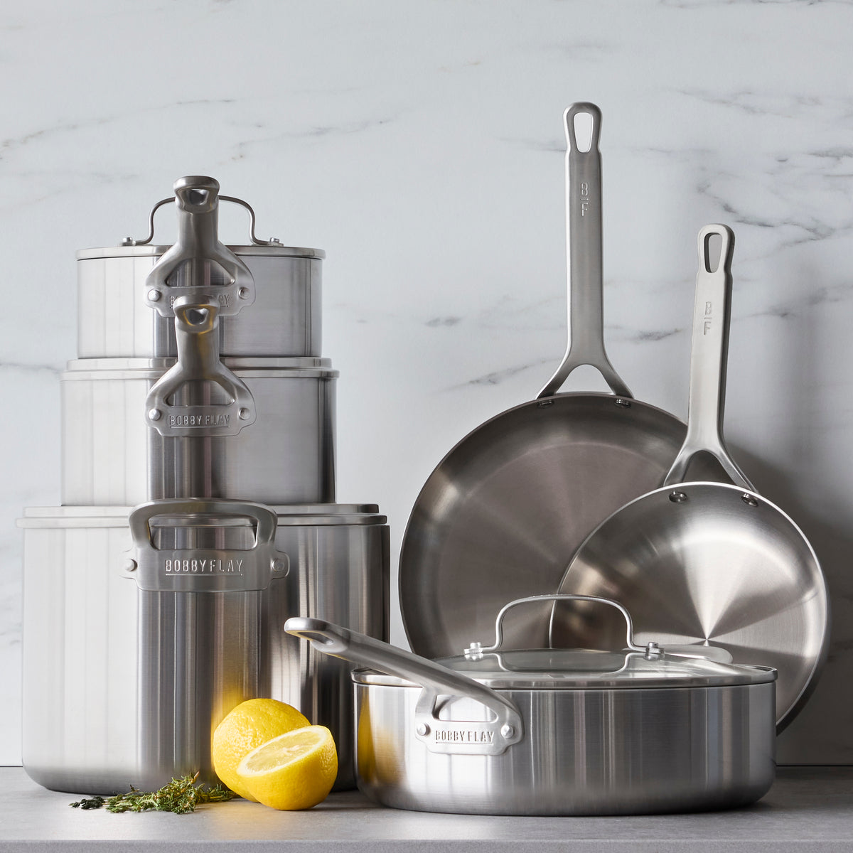 Bobby Flay by GreenPan Chef Series 10-Piece Uncoated Stainless Steel Cookware Set - Professional Kitchen Cookware for Searing, Sautéing & Simmering - Perfect for Home Chefs & Cooking Enthusiasts