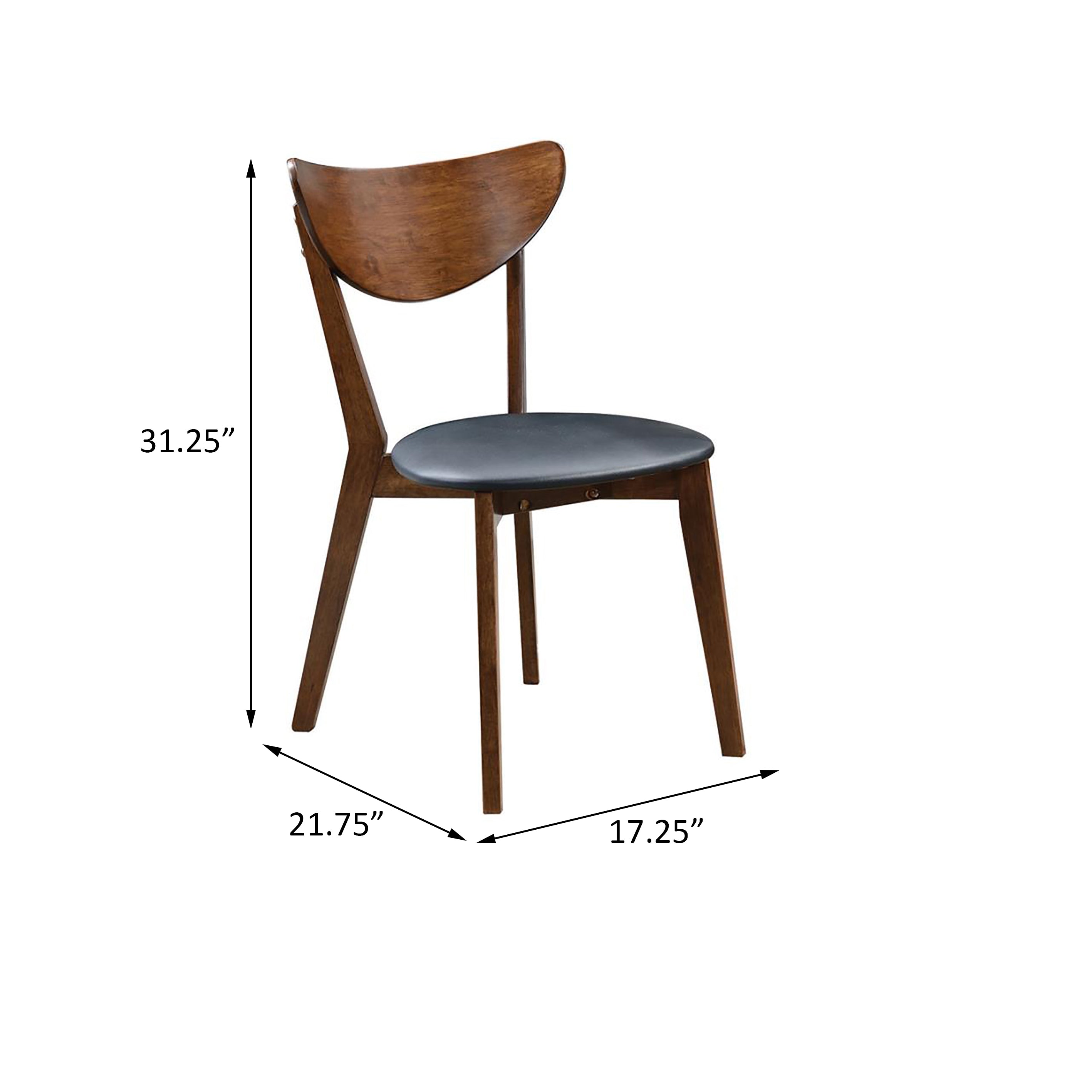 Dark Walnut & Black Open Back Side Chairs Set of 2 - Modern Dining Room Chairs for Kitchen, Breakfast Nook & Small Spaces - Sturdy Wooden Accent Chairs with Comfortable Seat