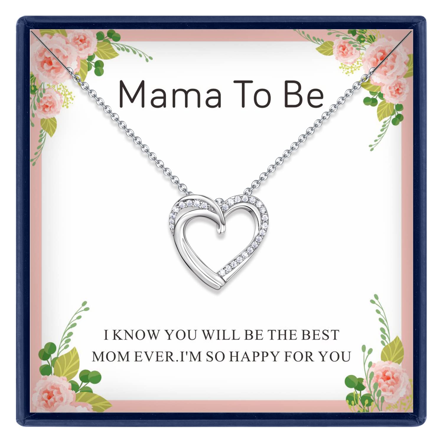 Mom Necklace - Sterling Silver Heart Pendant Birthday & Christmas Gift for Women from Daughter or Son | Elegant Jewelry for Mother's Day, Anniversary & Special Occasions