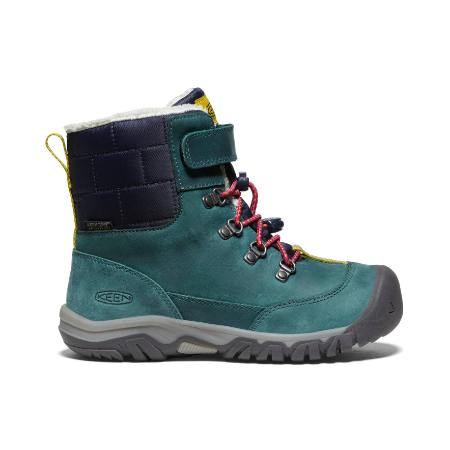 **Kanibou Waterproof Winter Boots for Big Kids – Deep Lagoon/Jazzy | Warm & Durable Snow Boots for Outdoor Play, Hiking & Cold Weather**