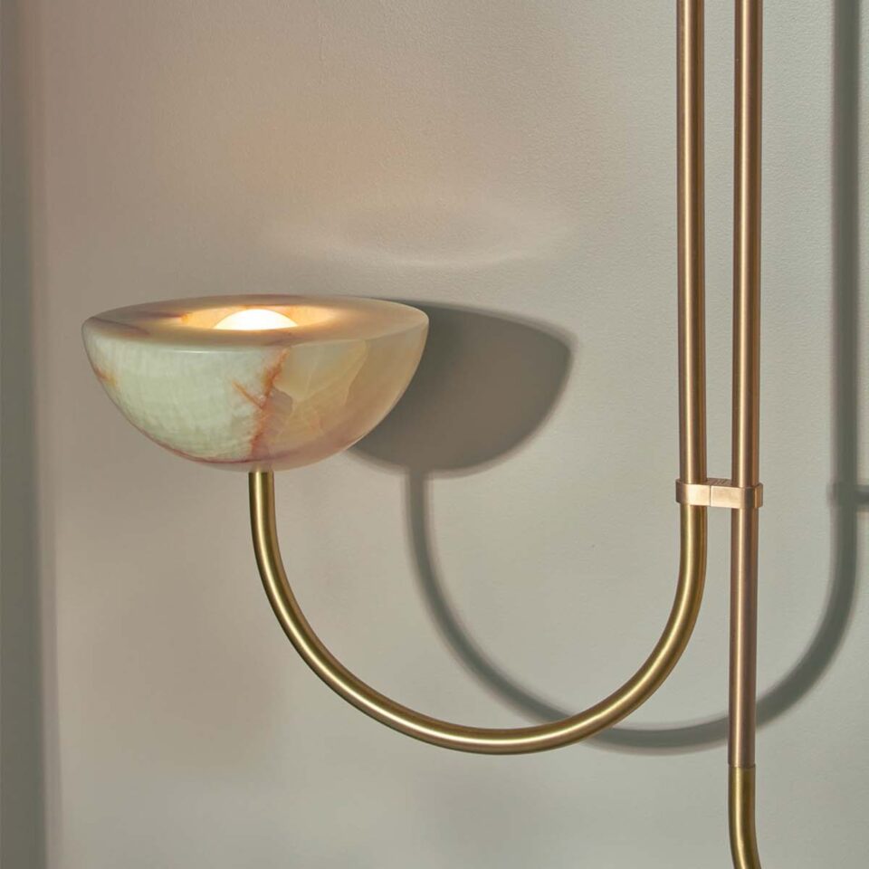PRE ORDER Marz Designs Aurelia Double Offset Pendant Light - Jade Onyx & Brass Finish | 2 Size Options | Perfect for Dining Room, Kitchen Island or Entryway Lighting