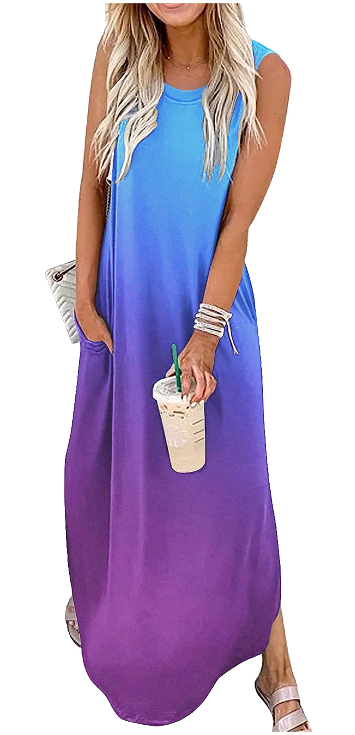 2025 Women's Summer Dresses - Boho Floral Beach Vacation Sundress with Pockets, Tropical Maxi Dress for Ladies | Perfect for Seaside Getaways, Pool Parties & Summer Festivals