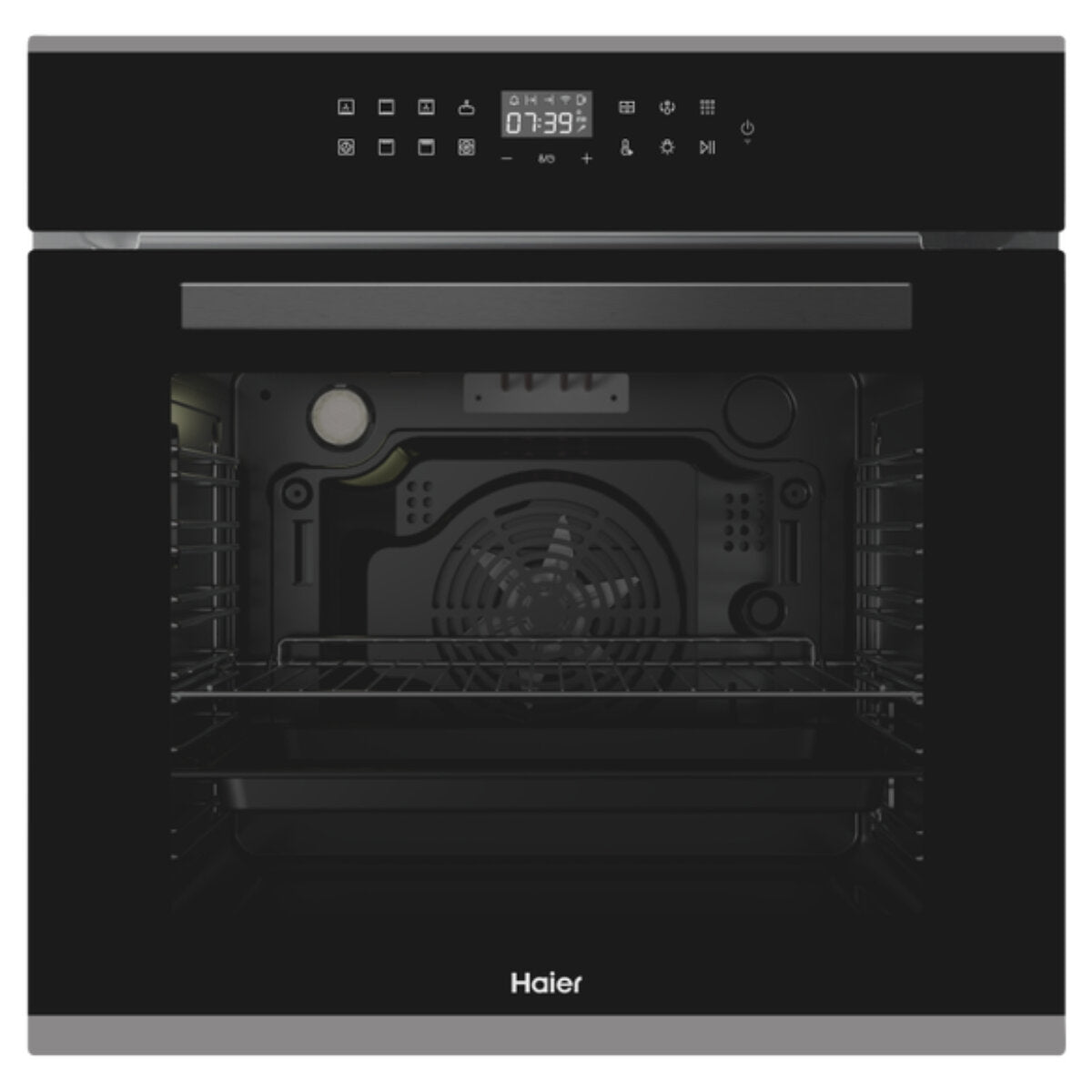 Haier 60cm Pyrolytic Self-Cleaning Oven with 14 Cooking Functions, Air Fryer & WiFi Connectivity (HWO60S14TPB2) - Perfect for Baking, Roasting & Smart Kitchen Cooking