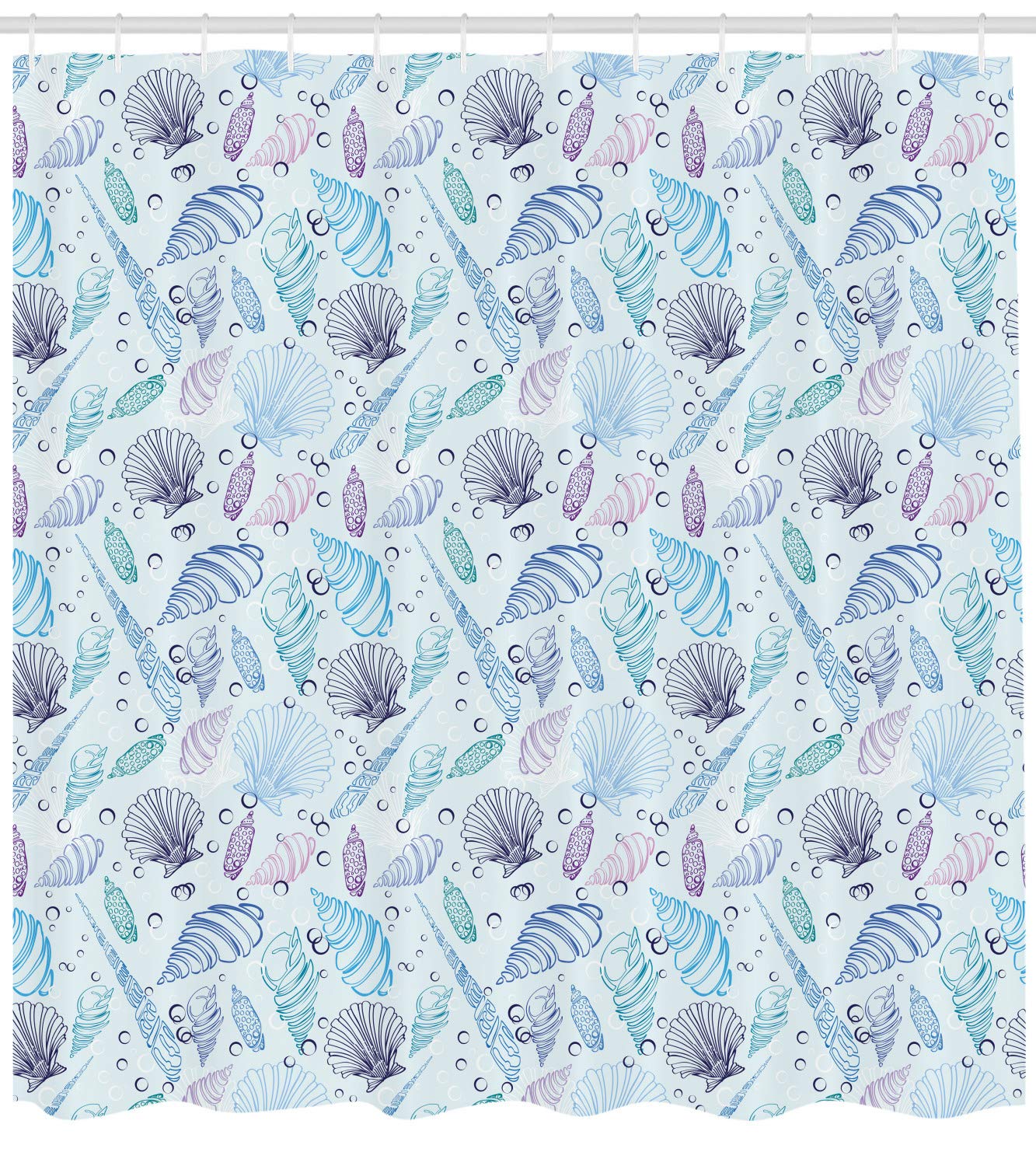 Ambesonne Nautical Shower Curtain - Waterproof Ocean Theme Bathroom Decor with Seashells, Underwater Bubbles & Maritime Print, 69x70 Inches, Indigo Blue Purple - Perfect for Beach House, Coastal Bathroom or Nautical Themed Home Decor