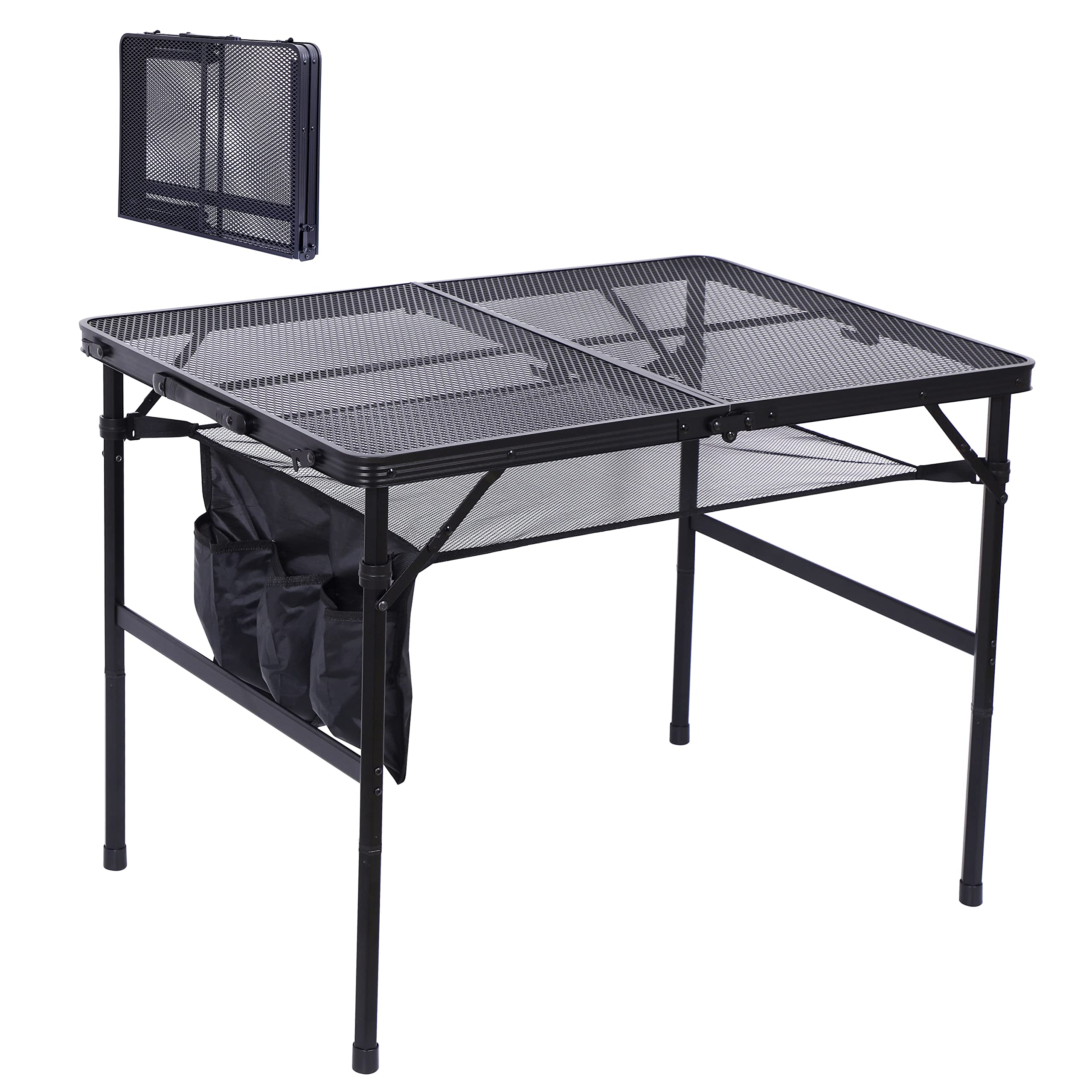 Adjustable Height Black Outdoor C Table for Grill - 47.3