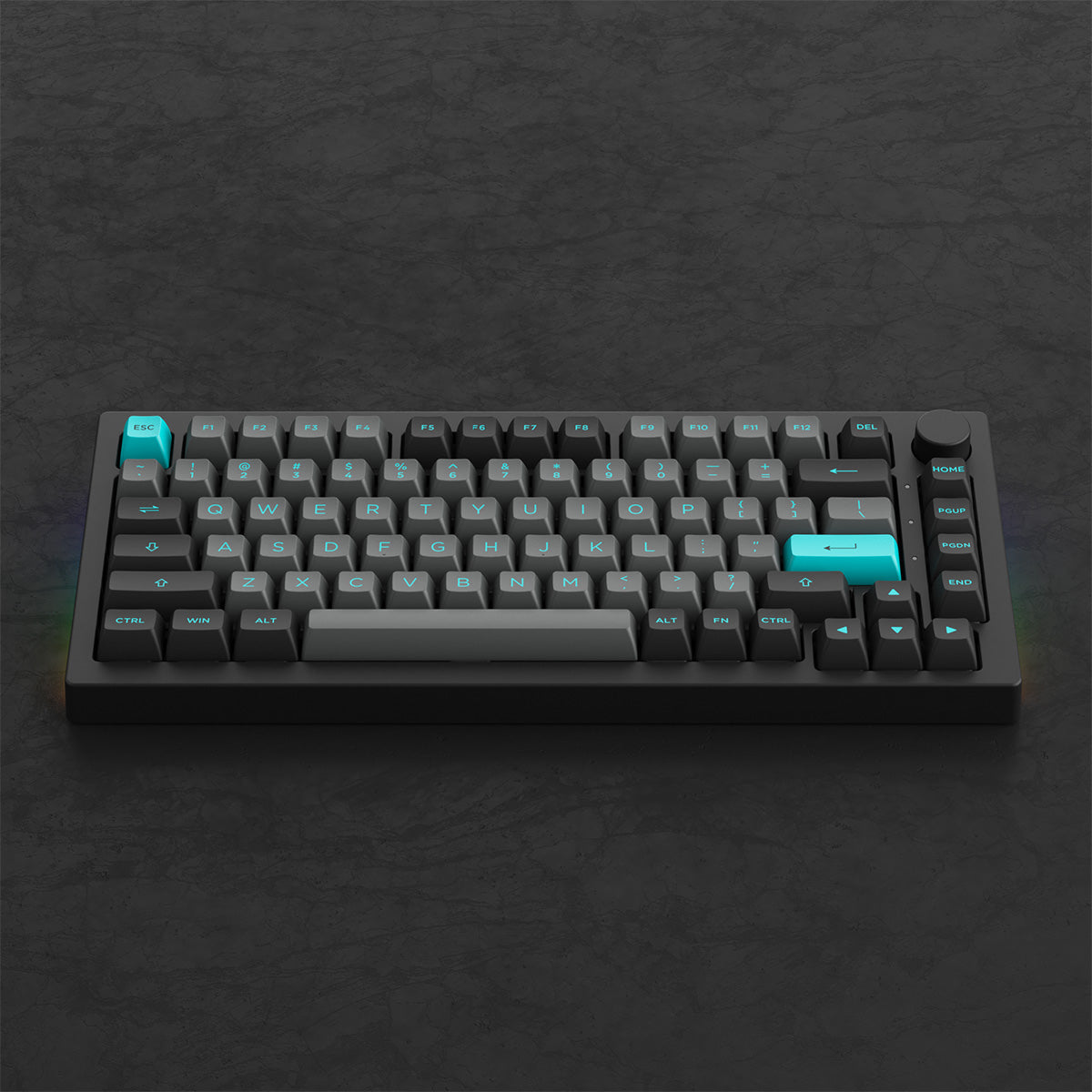 Akko 5075B Plus 75% Wireless Mechanical Keyboard - Black & Cyan RGB Backlit, Hot-Swappable Creamy Yellow Switches - Perfect for Gaming, Typing & Office Work