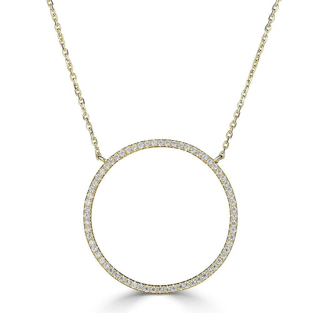 14KT Gold 1/4 CTW Diamond Open Circle Necklace for Women - Dainty Minimalist Jewelry Gift for Anniversary, Valentine's Day & Special Occasions