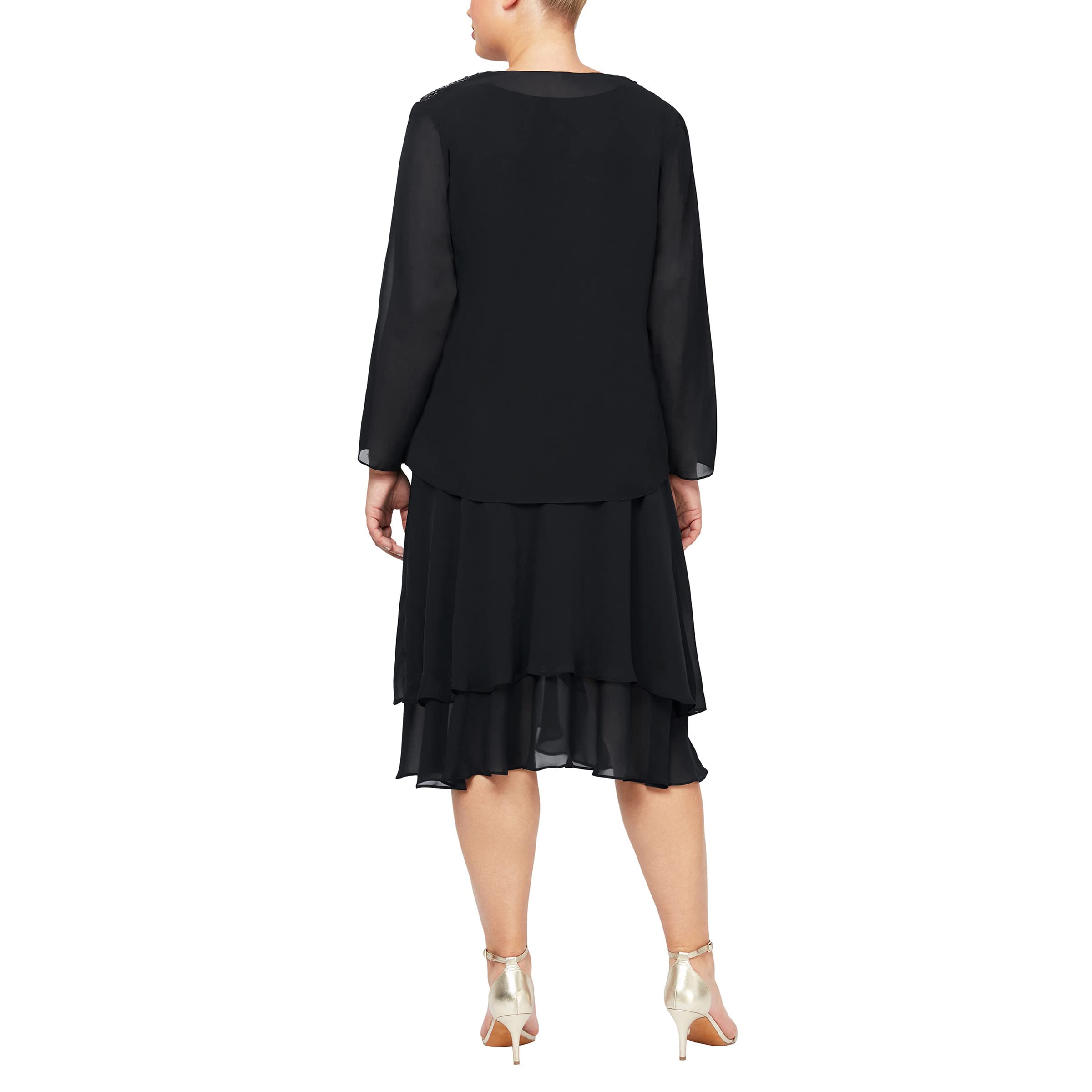 Elegant Plus Size Embellished Tiered Mother of The Bride Dress with Jacket | Women's Formal Gown for Weddings, Parties & Special Occasions | S.L. Fashions