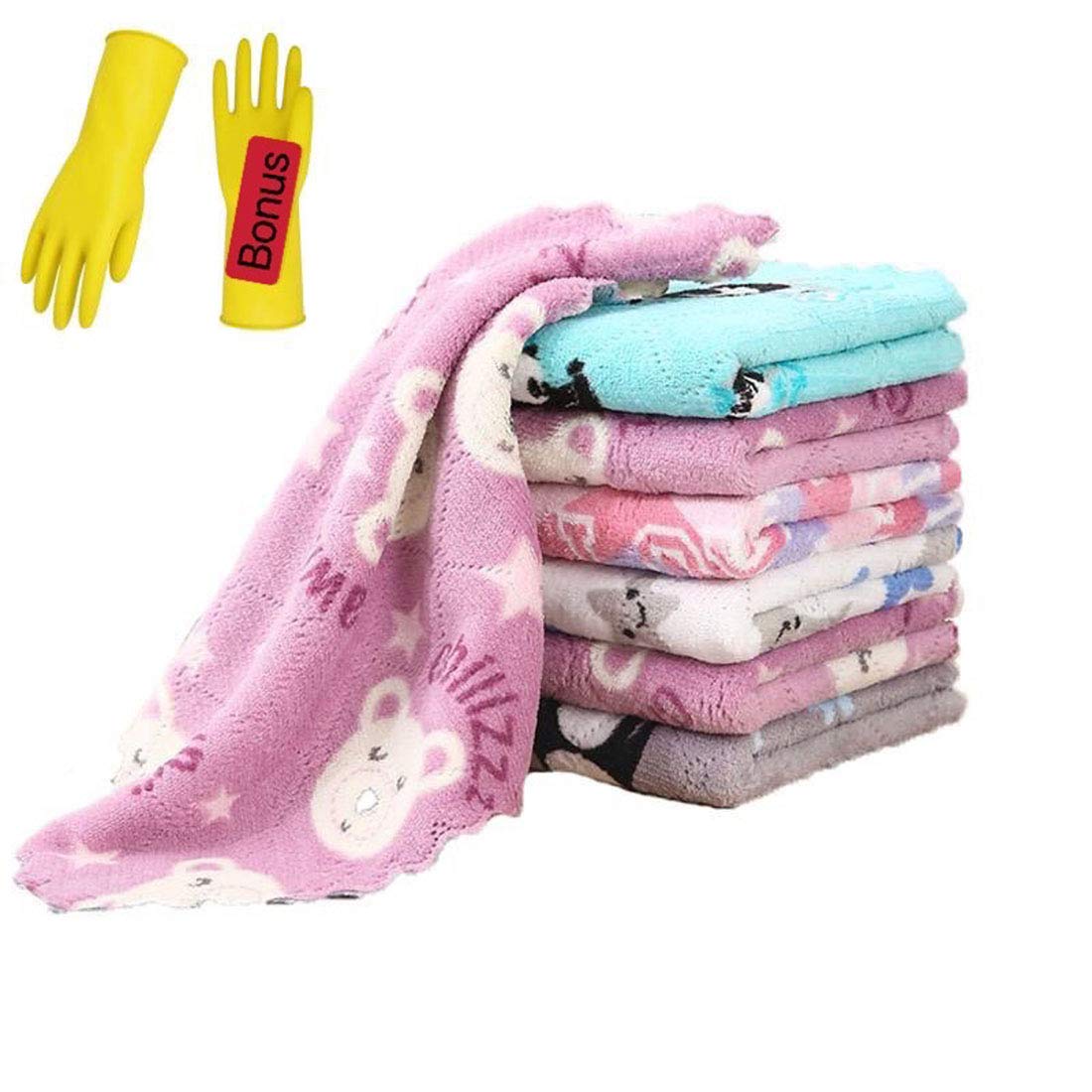 LJ COLLECTION 10 Pack Fast Drying Dish Cloths - Premium Reusable Kitchen Towels & Cleaning Cloths for Dishes, Countertops & Household Use - Super Absorbent & Quick Dry Dish Rags (10