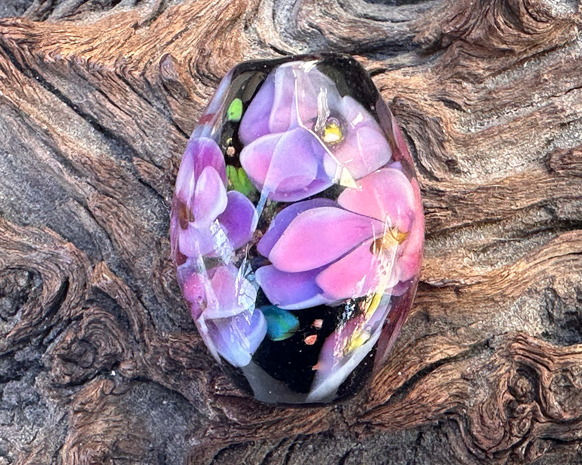 Handmade Purple Floral Lampwork Glass Focal Bead for Jewelry Making - Perfect for Necklaces, Bracelets & DIY Craft Projects