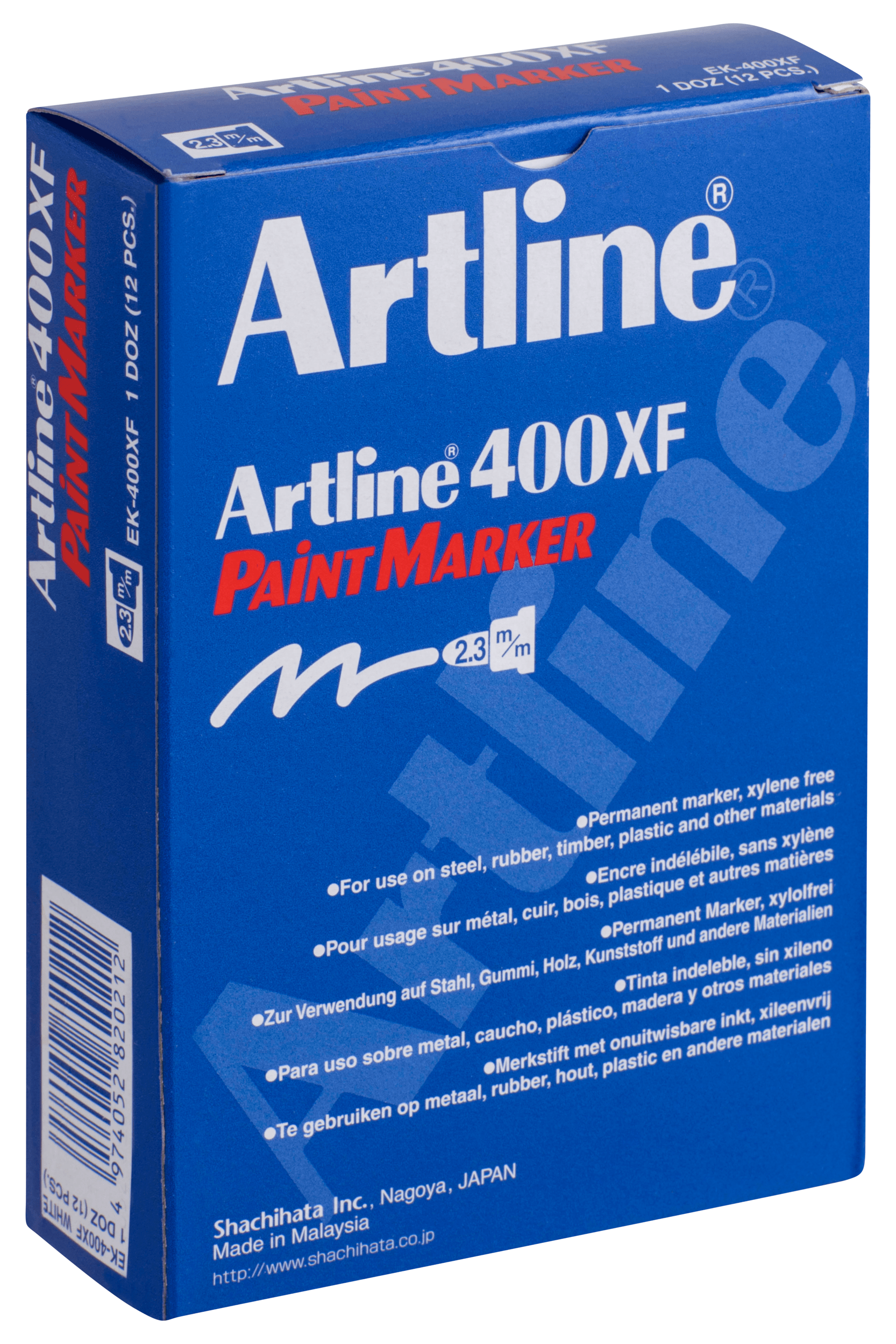 Artline 400 White Paint Marker - 2.3mm Bullet Tip - Pack of 12 - Permanent Opaque Ink for DIY Crafts, Signage & Industrial Labeling