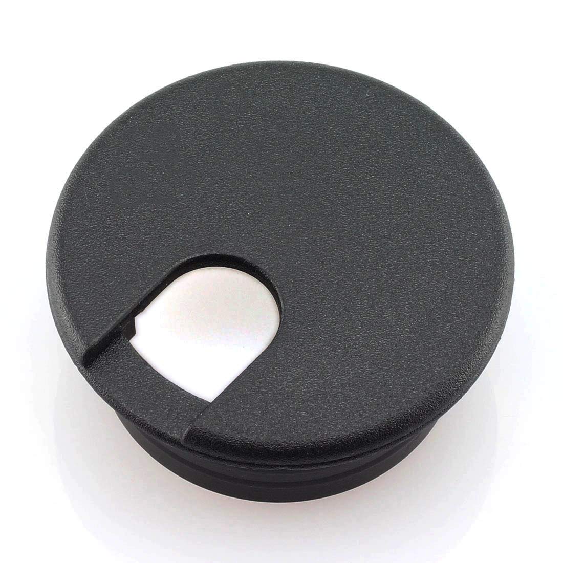 HJ Garden 2-Pack 1.5 Inch Black Plastic Desk Cable Grommet Hole Cover - Wire Cord Organizer for Office PC Desk, Home & Workspace Cable Management