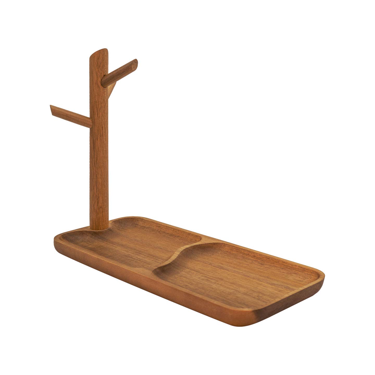 THE BASIC LIVING Solid Wood Jewelry Tray - Mid Century Modern Acacia Wood Trinket Dish, Catchall Tray & Ring Holder | Jewelry Organizer for Dresser, Vanity & Nightstand | Home Decor Gift for Women