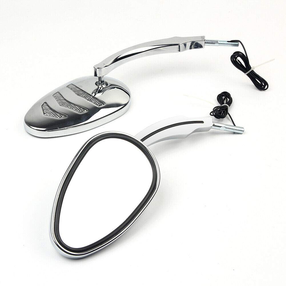 Harley Bobber Cruiser Motorcycle Rearview Mirror with Sequential Amber LED Turn Signal - Chrome Custom Side Mirrors Replacement for Enhanced Safety & Style | Perfect for Night Riding & Urban Commuting