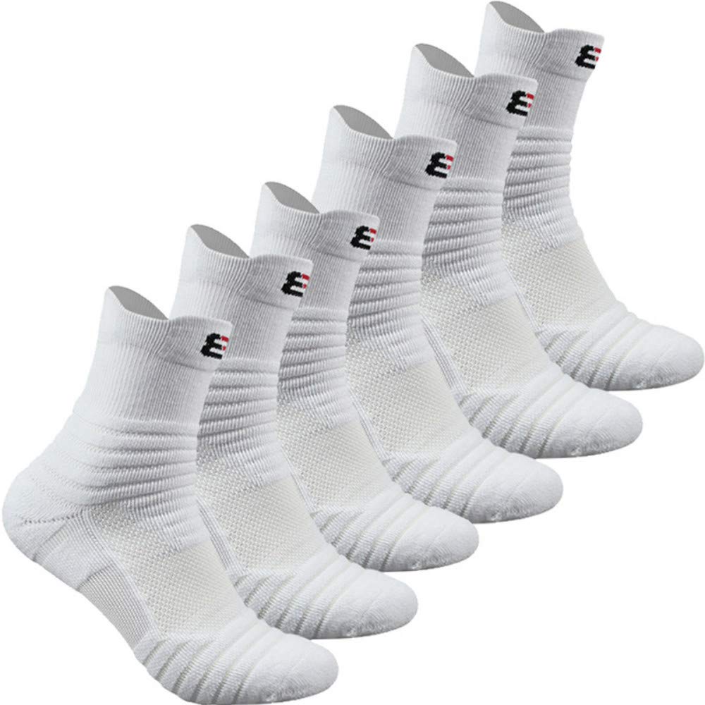 Pelisy Men's Compression Socks 6-Pack - Athletic Crew Socks for Basketball, Running & Sports Performance - Improve Circulation & Reduce Fatigue for Workouts & Recovery