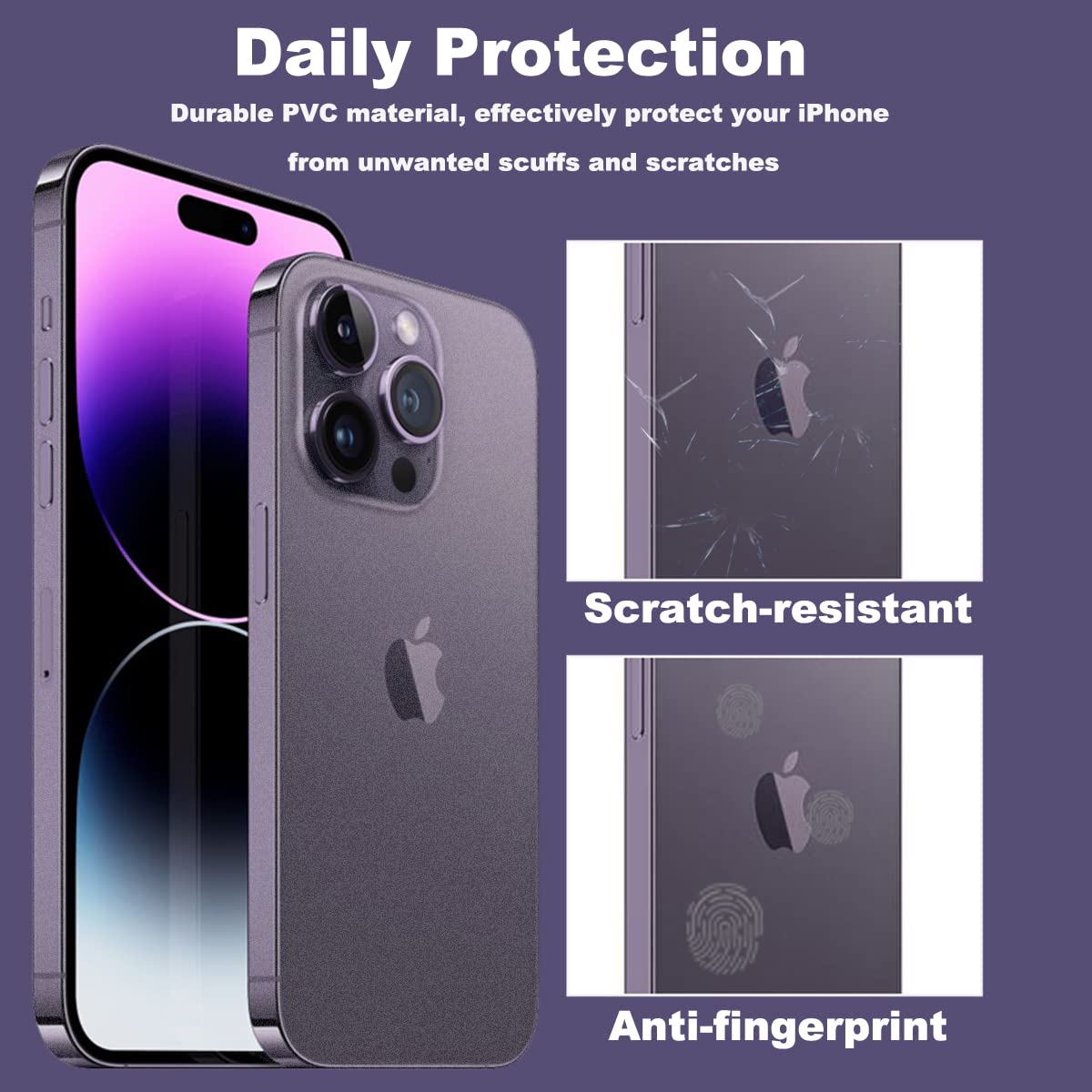 2 Pack iPhone 14 Pro Max Back Screen Protector - Full Coverage Flexible PVC Camera & Side Edge Protection, Anti-Scratch Matte Film for iPhone 14 Pro Max - Perfect for Daily Use, Travel & Outdoor Activities