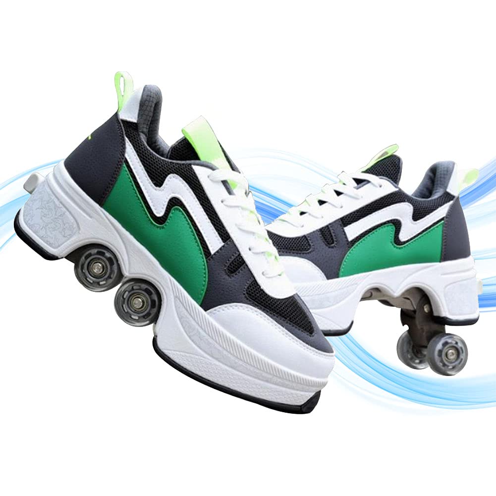 2-in-1 Kick Roller Skates with Removable Wheels - Retractable Automatic Walking & Invisible Skating Shoes for Adults & Teens | Perfect for Commuting, Fitness & Outdoor Fun