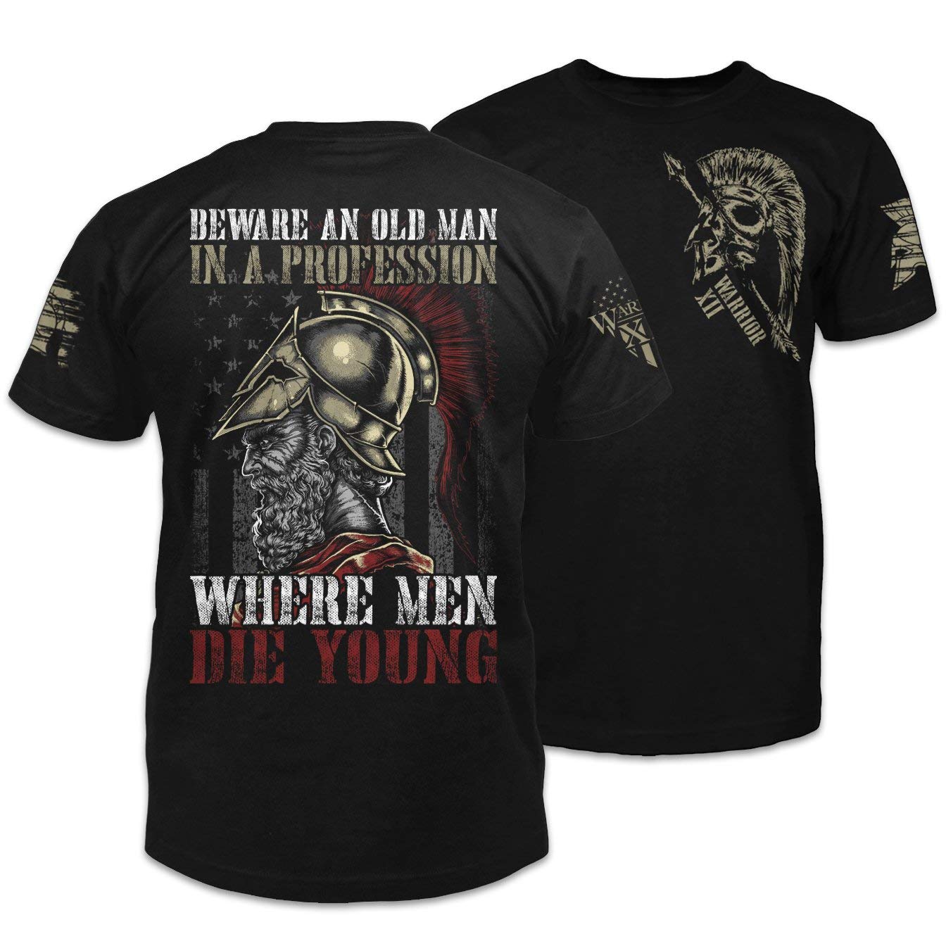 Warrior 12 Beware an Old Man - Premium Quality T-Shirt for Men | Vintage Inspired Graphic Tee | Perfect for Streetwear, Casual Outfits & Gym Wear