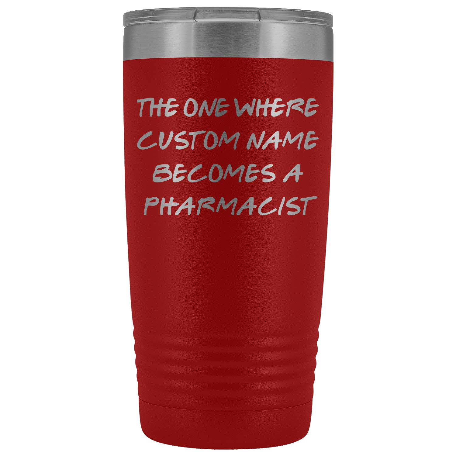 Personalized Pharmacist Graduation Tumbler 20oz - Custom Pharmacist Gift for Men & Women - Perfect for Pharmacy School Graduation, Work Appreciation or Career Milestone (Red)