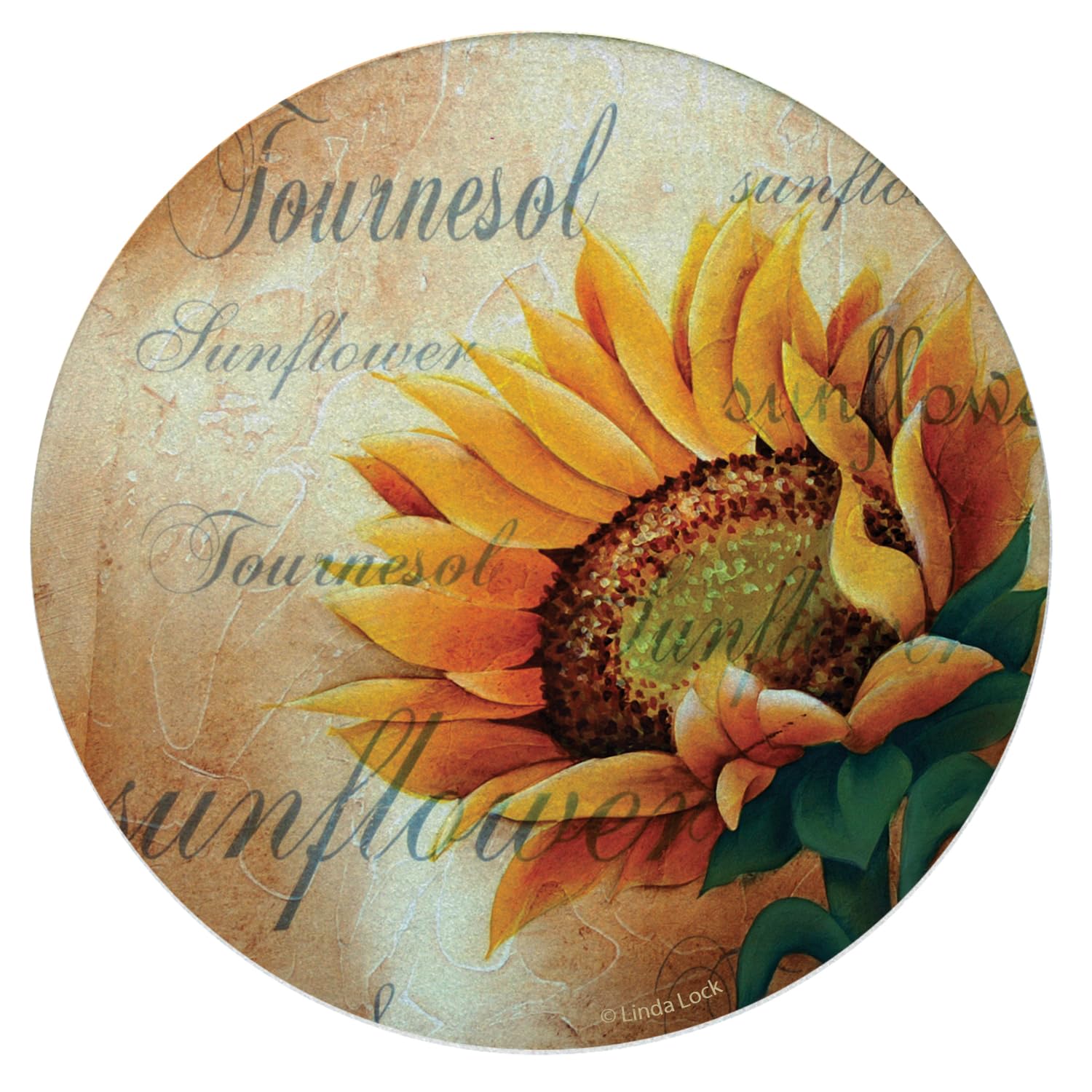 Thirstystone Sunflower II Natural Sandstone Coasters - Set of 4 | Eco-Friendly, Absorbent & Easy to Clean Drink Coasters for Home, Bar, Office & Outdoor Use