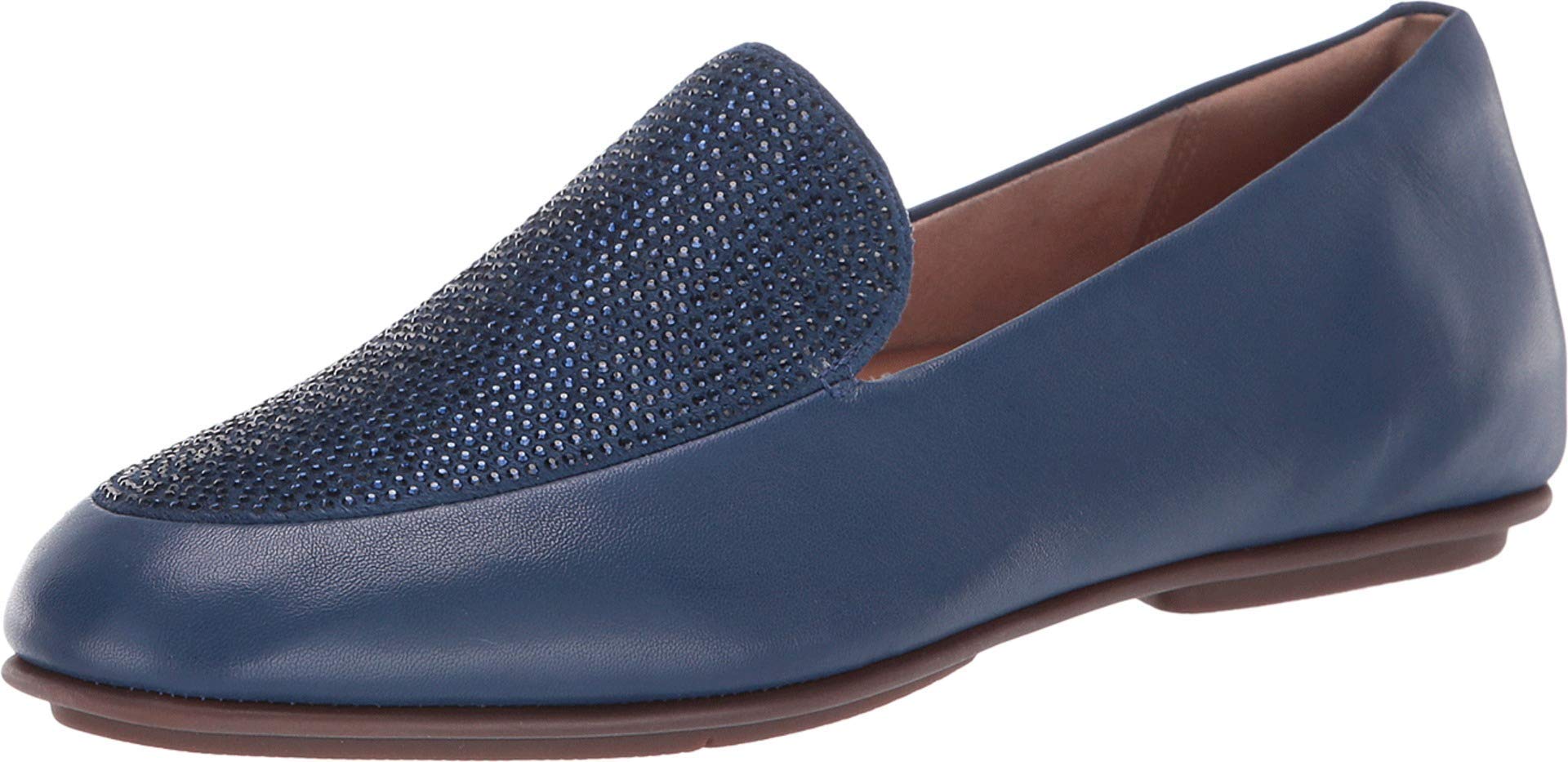FitFlop Women's Lena Crystal Loafers - Comfortable Slip-On Flats with Sparkling Crystals for Work, Office & Casual Wear