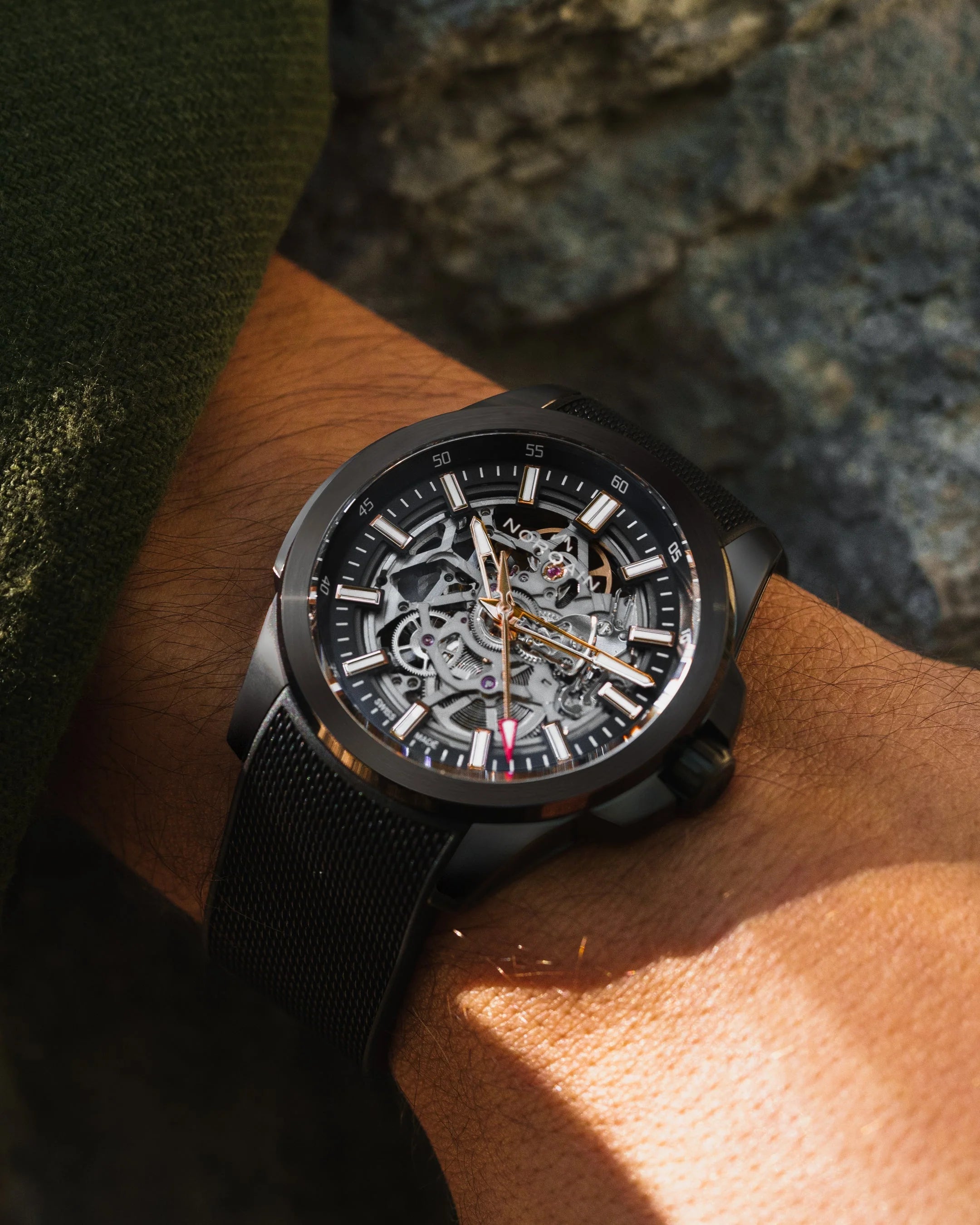 Independence Skeleton DLC 42mm Watch - Stainless Steel Automatic Movement for Men | Perfect for Business, Formal Events & Luxury Gift Giving