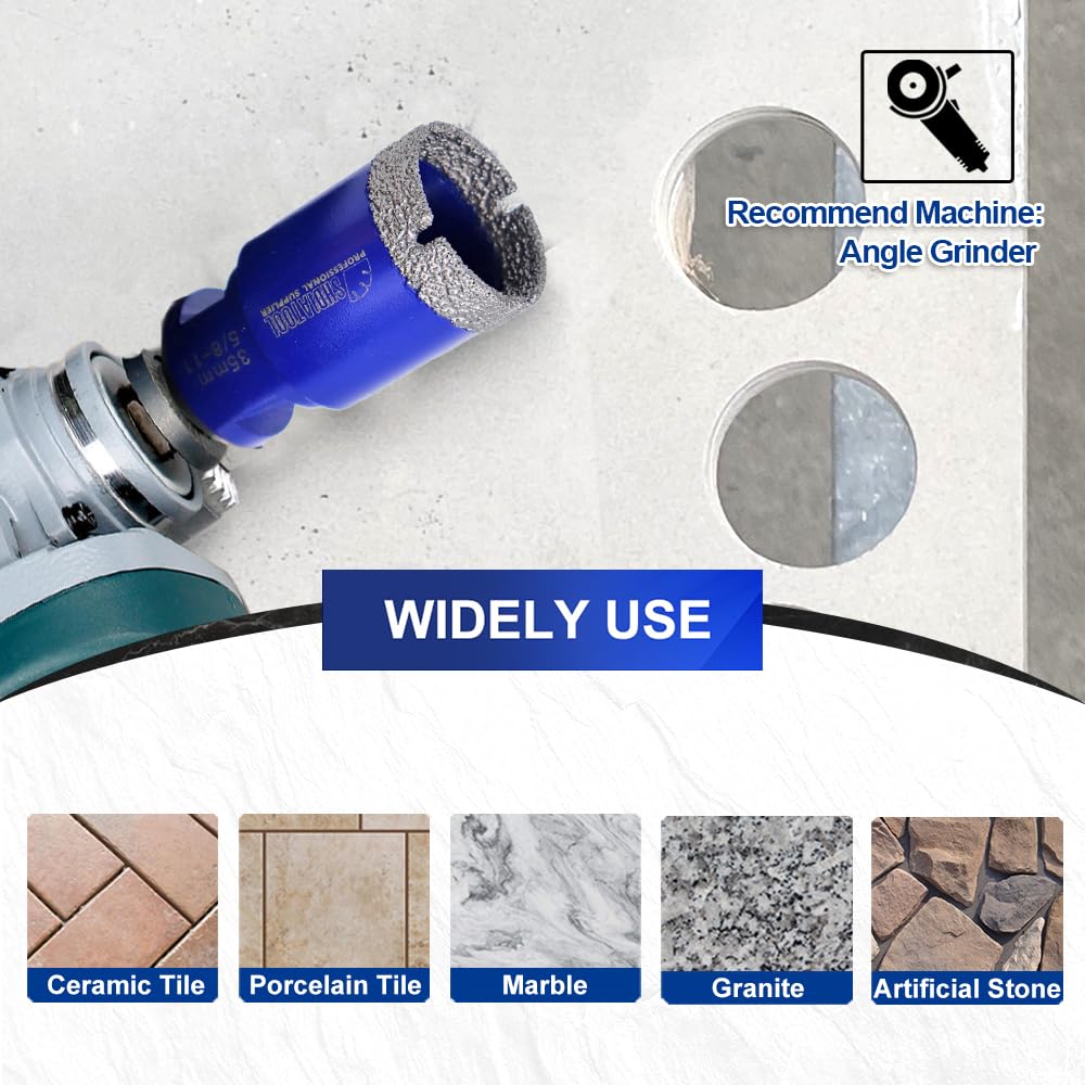 Diamond Drill Bits 1-1/2 Inch (38mm) - Vacuum Brazed Core Hole Saw for Porcelain, Ceramic Tile, Marble & Brick - Perfect for DIY Home Renovation, Bathroom Remodeling & Tile Installation Projects