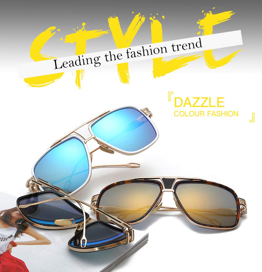 Dollger Oversized Classic Black Sunglasses for Men - Retro Gold Alloy Frame UV Protection Shades - Perfect for Driving, Beach & Outdoor Activities