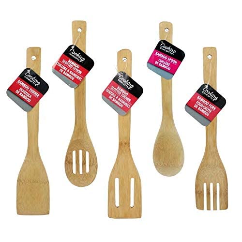 Eco-Friendly Bamboo Kitchen Utensil Set - Natural Wooden Cooking Tools for Healthy Non-Toxic Meals | Perfect for Vegan Cooking, Camping & Sustainable Home Use
