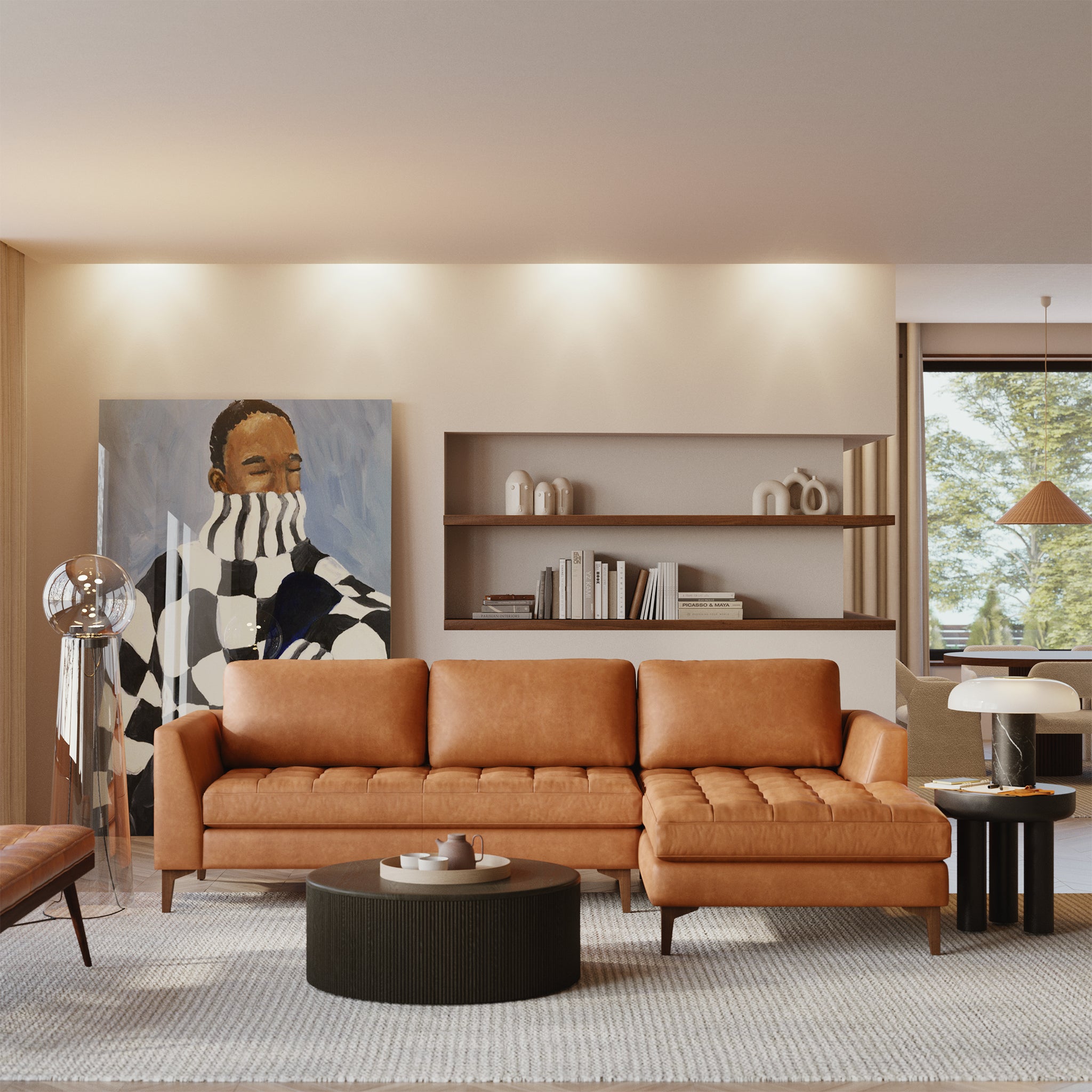Luca Leather Bench - Modern Upholstered Storage Ottoman with Tufted Design for Living Room, Bedroom, or Entryway - Durable Faux Leather Seat with Sturdy Wooden Legs - Perfect for Extra Seating, Footrest, or Stylish Home Decor