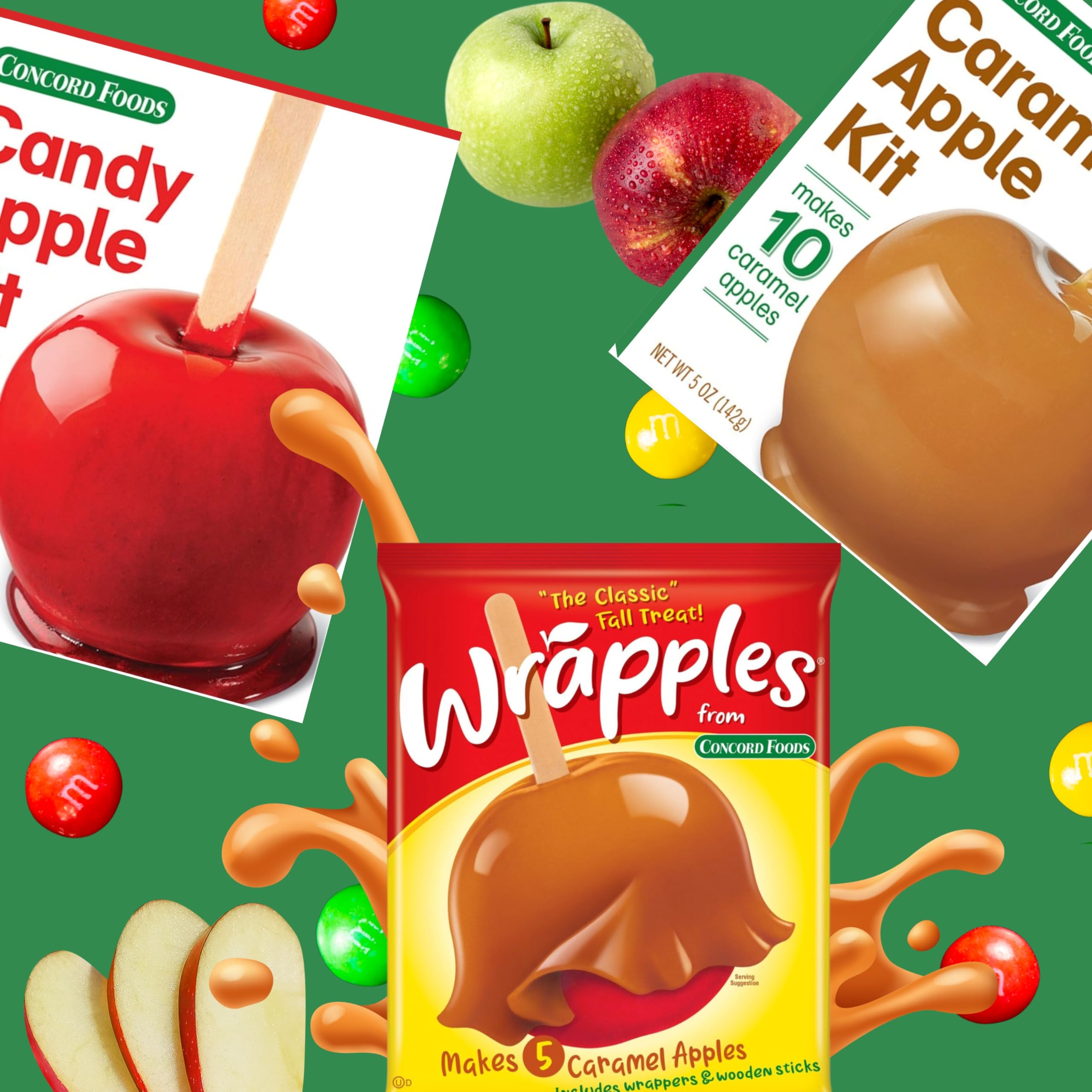 Concord Candy & Caramel Apple Kits - Make 20 Delicious Candy Apples | Perfect for Halloween, Parties & Holiday Gifts