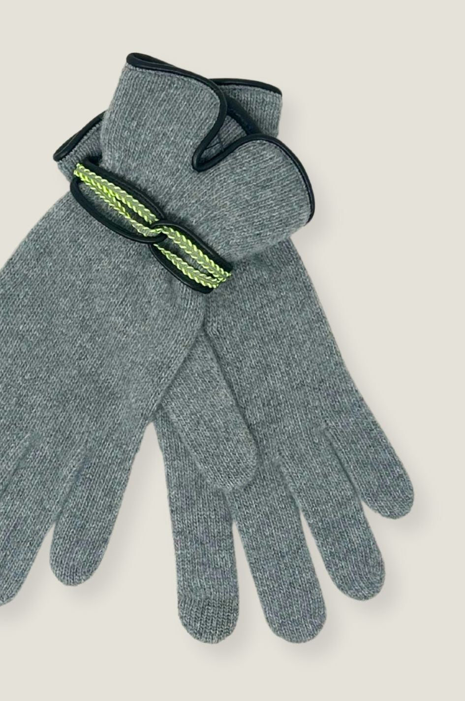 Touchscreen Wool & Cashmere Blend Gloves for Men & Women - Soft Winter Warm Gloves with Smartphone Compatibility in Grey & Lime Colors | Perfect for Outdoor Activities, Skiing, and Daily Commute