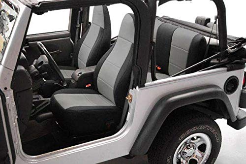 Coverking Neoprene Rear Solid Bench Seat Cover for Jeep Wrangler YJ - Medium Gray with Black Sides | Custom Fit Protection | Perfect for Off-Roading & Outdoor Adventures