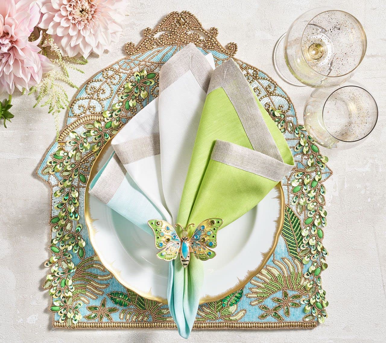 Kim Seybert Arbor Placemats Set of 2 - Stylish Decorative Table Mats for Dining Room, Kitchen, and Holiday Entertaining - Waterproof & Heat Resistant for Everyday Use