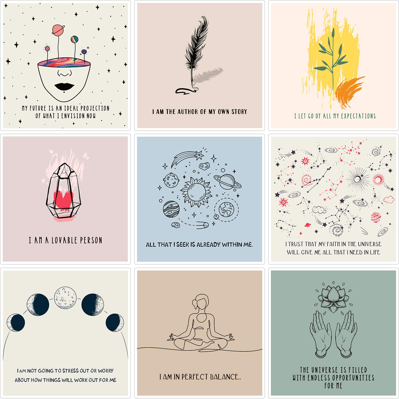 Outus 50-Piece Positive Affirmation Cards for Women - Motivational Meditation Cards for Self Care, Stress Relief & Daily Encouragement - Inspirational Note Cards (Bright Colors) - Perfect for Yoga, Mindfulness Practice & Gift Giving
