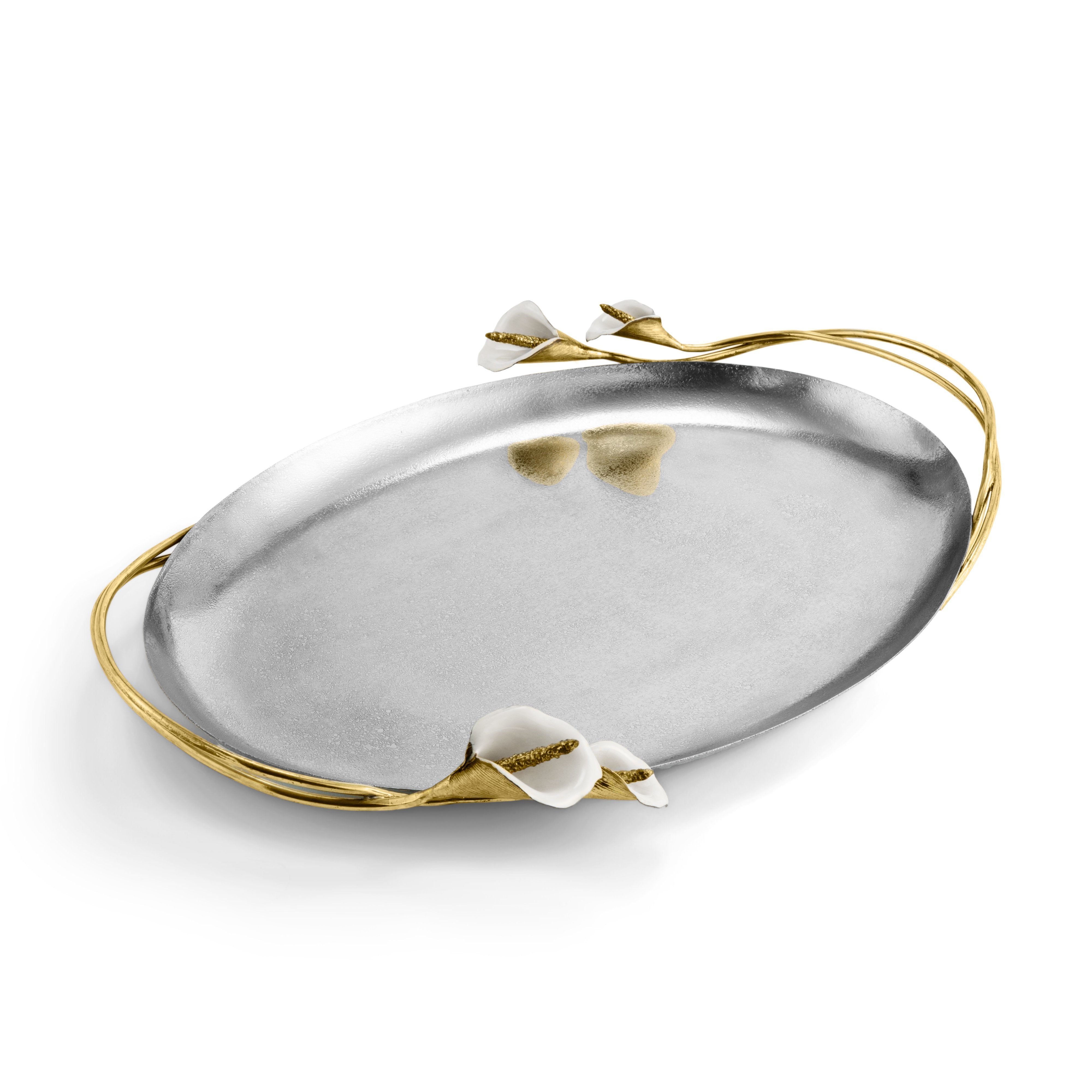Elegant Calla Lily Oval Serving Tray - Perfect for Dining, Entertaining & Home Decor | Handcrafted Ceramic Appetizer Platter for Parties, Weddings & Special Occasions