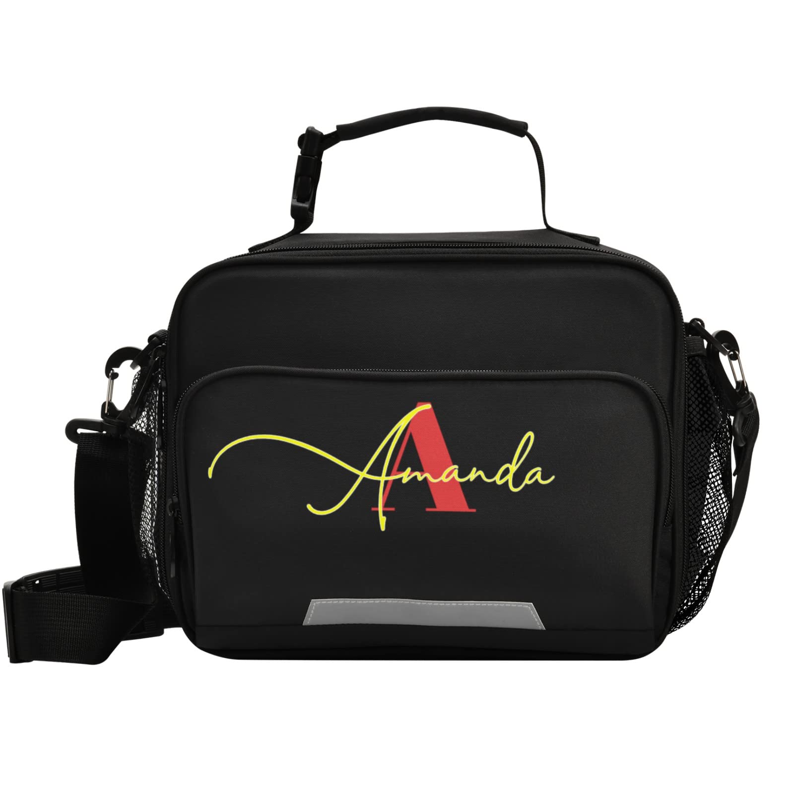 Custom Insulated Lunch Bag for Women & Students - Lightweight Black Lunch Box with Adjustable Shoulder Strap - Perfect for Work, School, Picnic & Outdoor Activities