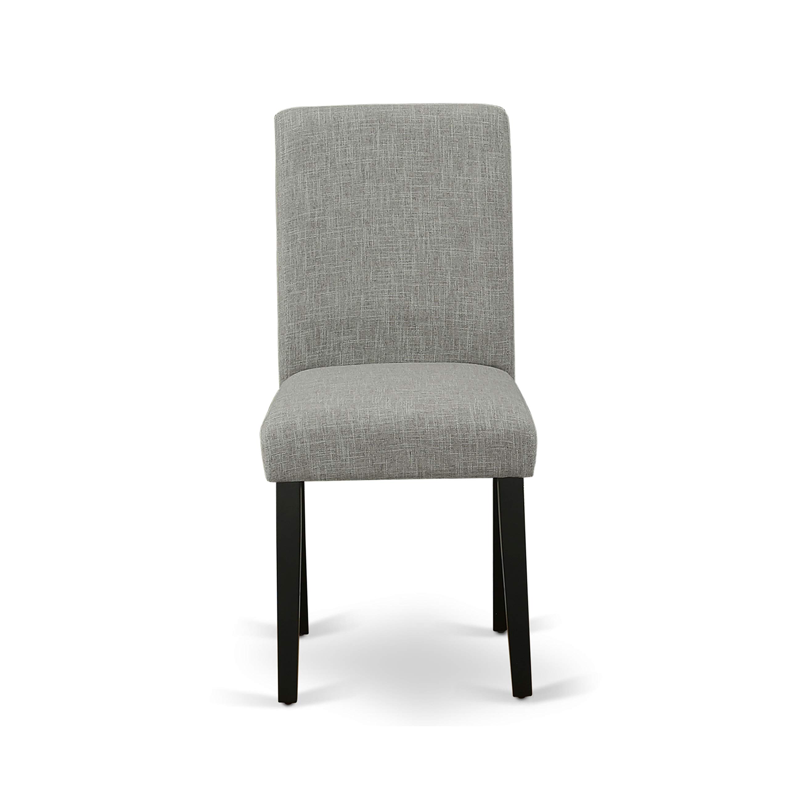 East West Furniture 3-Piece Small Space Dinette Set with Drop-Leaf Round Table & 2 Shitake Linen Fabric Chairs, 42x42 Inch, Black - Perfect for Apartments, Breakfast Nooks & Cozy Dining Areas