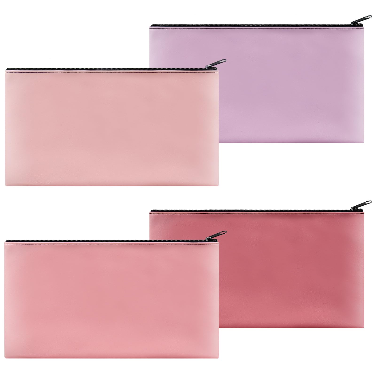4-Piece Zippered Money Bags Set - Secure Cash Pouch for Coins, Bills & Valuables (11.02x6.1 Inch) - Ideal for Bank Deposits, Retail Cash Handling, Travel & Personal Finance Organization - 4 Color Options
