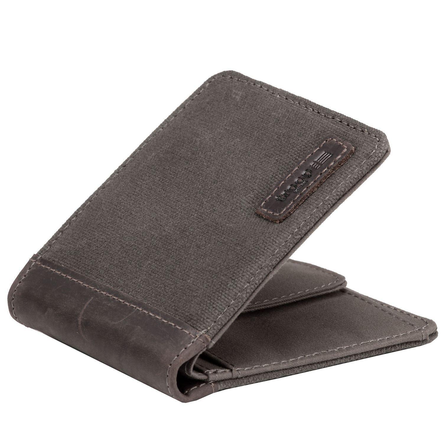 TRP0500 Troop London Men's Bi-Fold Canvas Wallet - Slim RFID Blocking Leather Card Holder for Everyday Use & Travel