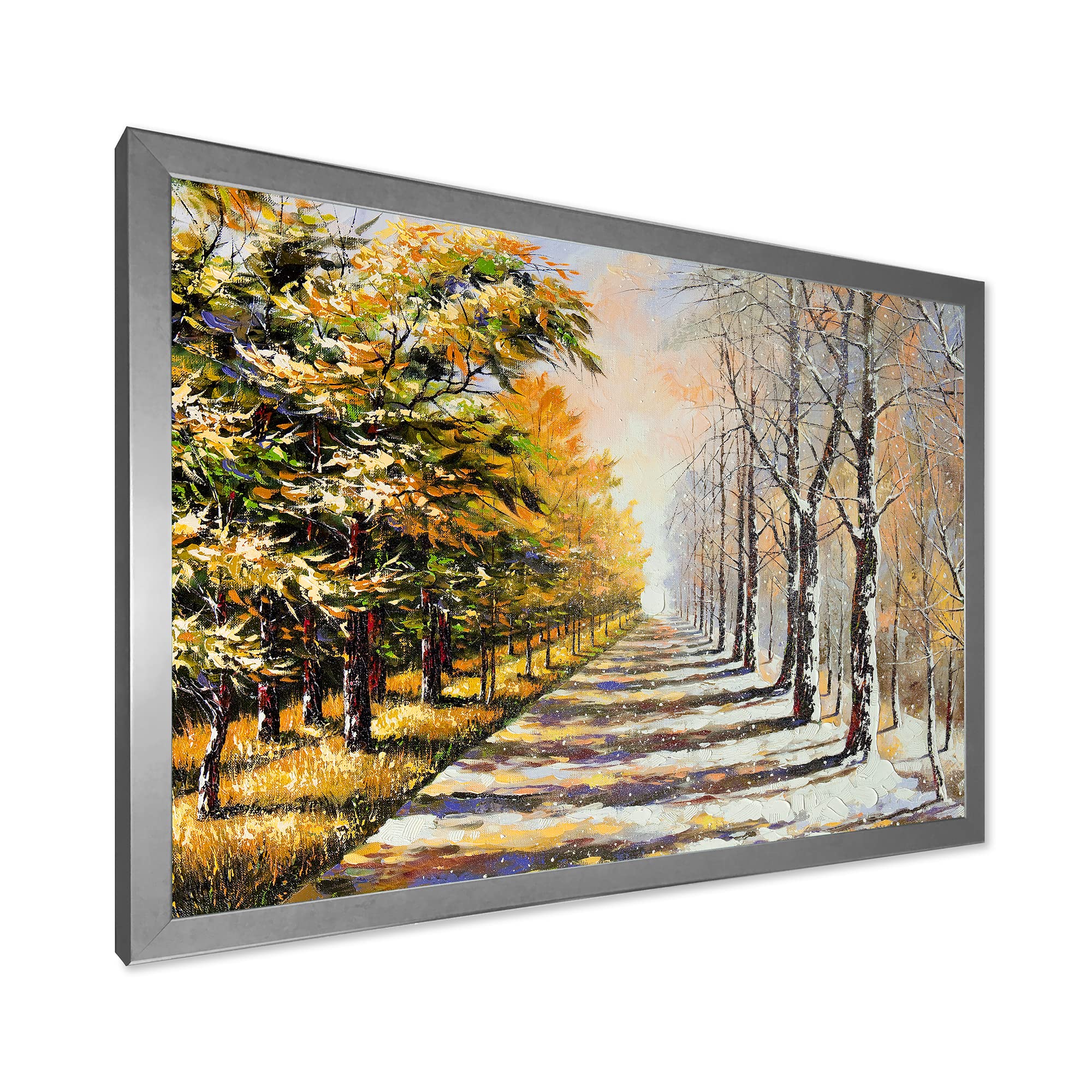 Traditional Framed Wall Art - Winter and Autumn Allegory Painting for Home & Office Decor | Seasonal Landscape Artwork