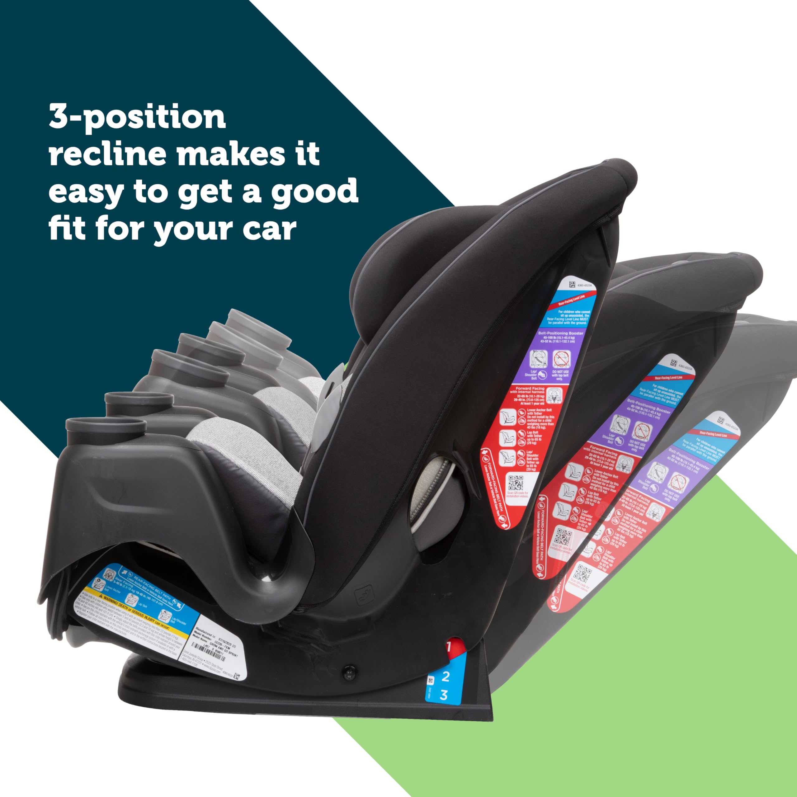 Safety 1st Crosstown DLX All-in-One Convertible Car Seat for Infants to Toddlers - Black | Rear-Facing & Forward-Facing | Safe & Comfortable for Travel & Daily Commute