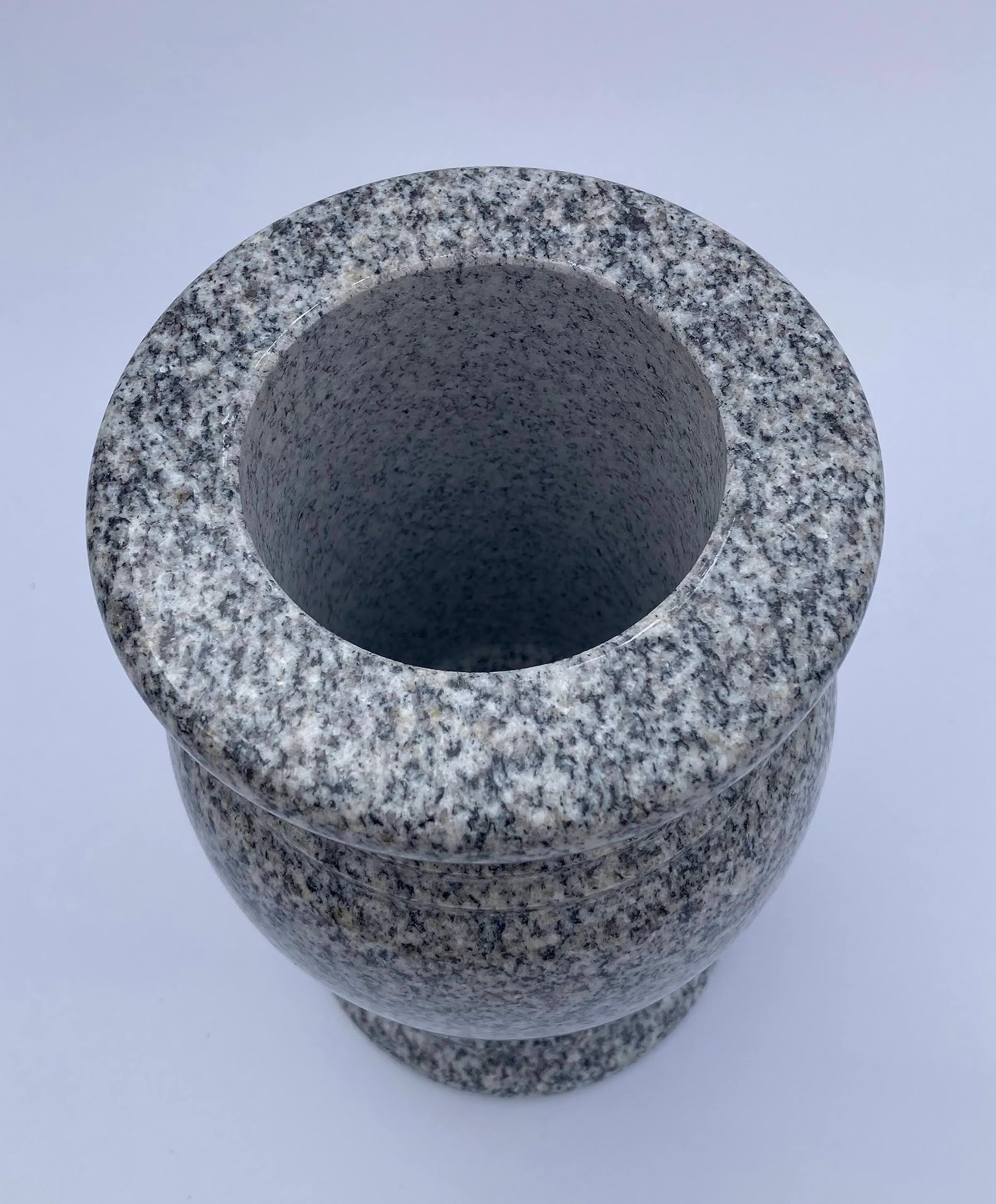 Polished Gray Turned Granite Vase - 5.5