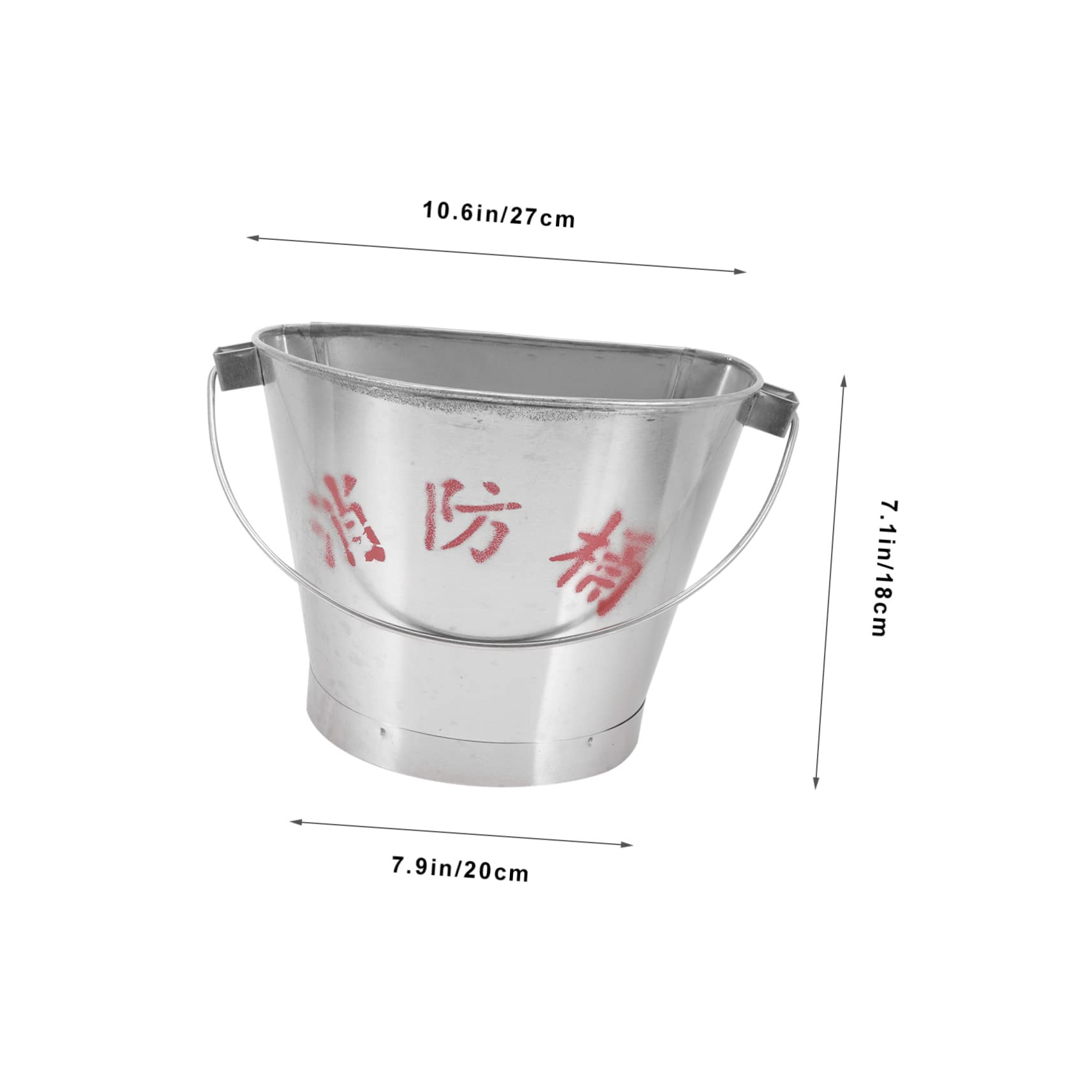 Ciieeo 2-Pack Stainless Steel Semi-Circular Fire Bucket with Handle - Sand Tub, Dog Food Container & Fire Brigade Bucket - Durable Metal Holder for Camping, Beach & Emergency Use