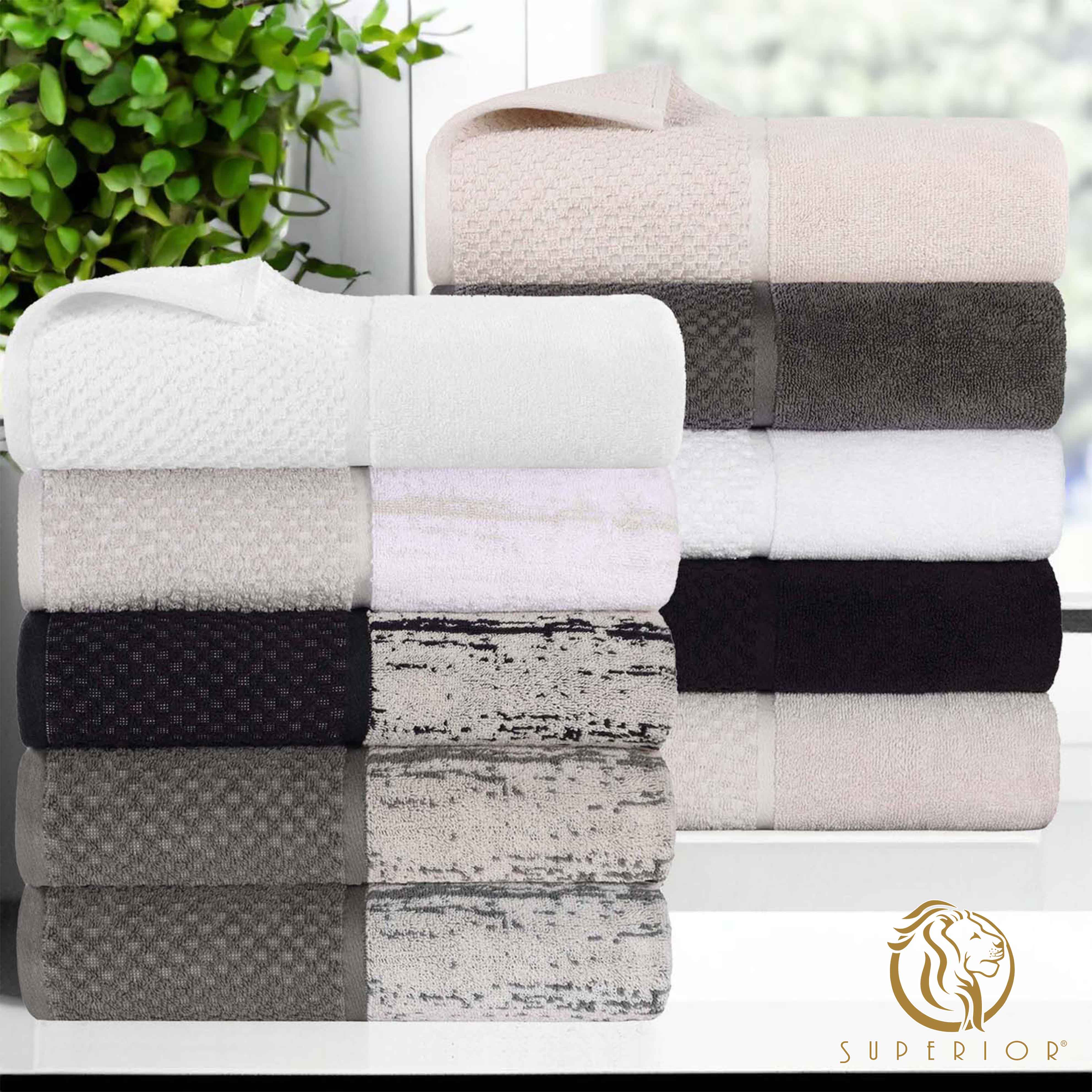 Premium Cotton Plush Soft Absorbent Jacquard 3-Piece Towel Set - Ultra Soft Bath, Beach & Spa Towels for Luxury Home & Travel Use